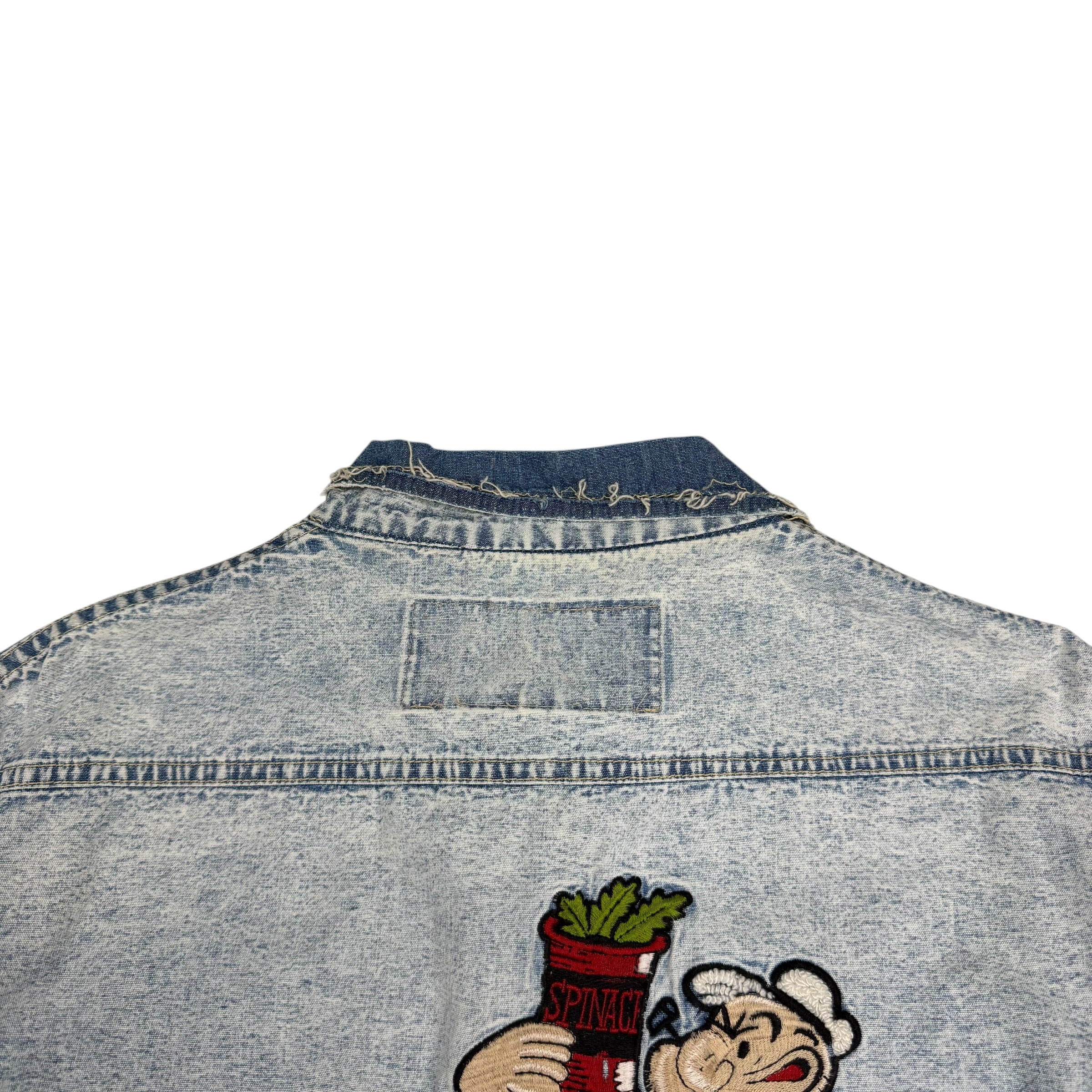 Vintage Popeye Spinach “I Yam What I Yam” Light Denim Jacket Blue