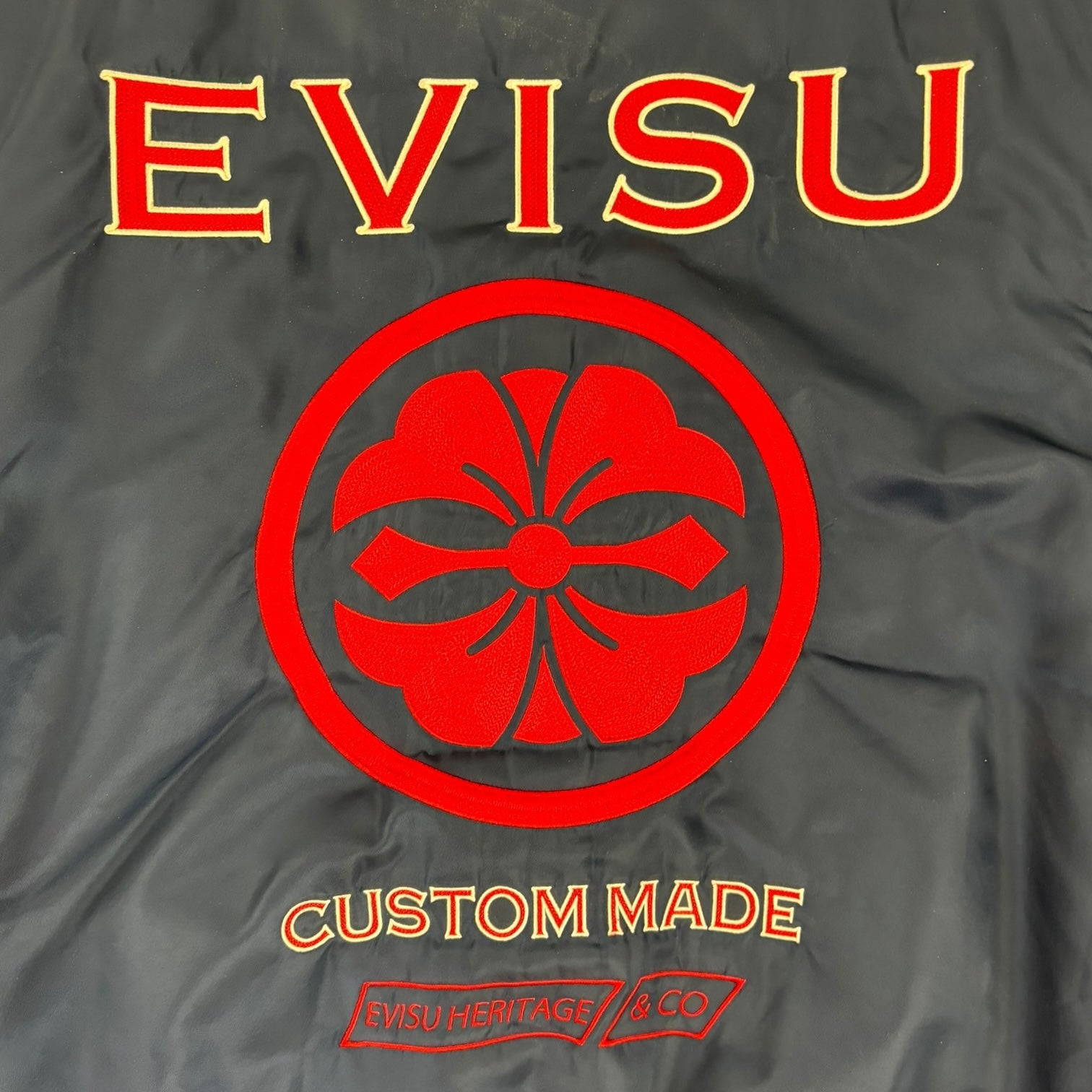 Vintage Evisu Reversible Embroidered Bomber Jacket Navy/Red