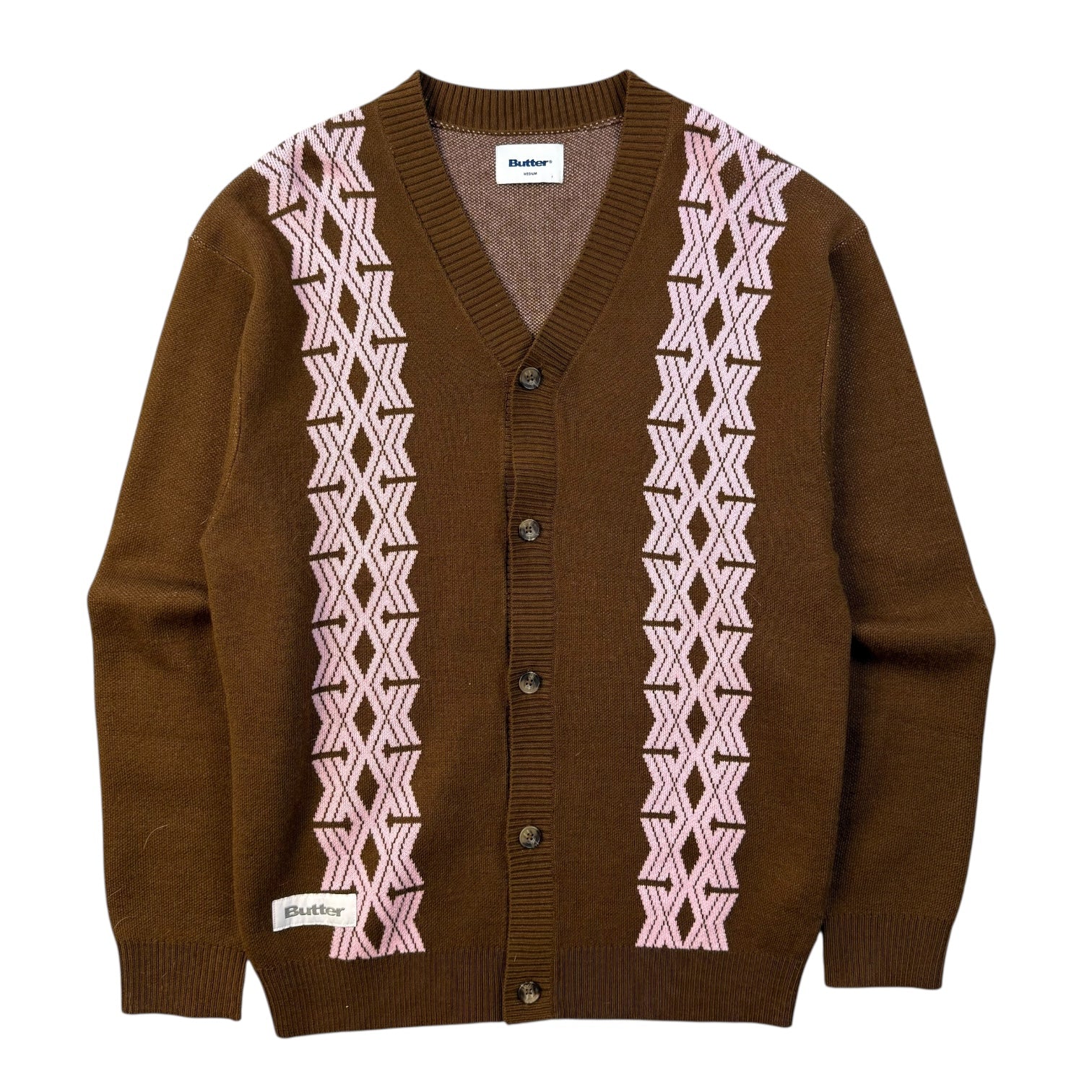 Butter Goods Club Knit Cardigan Brown/Pink