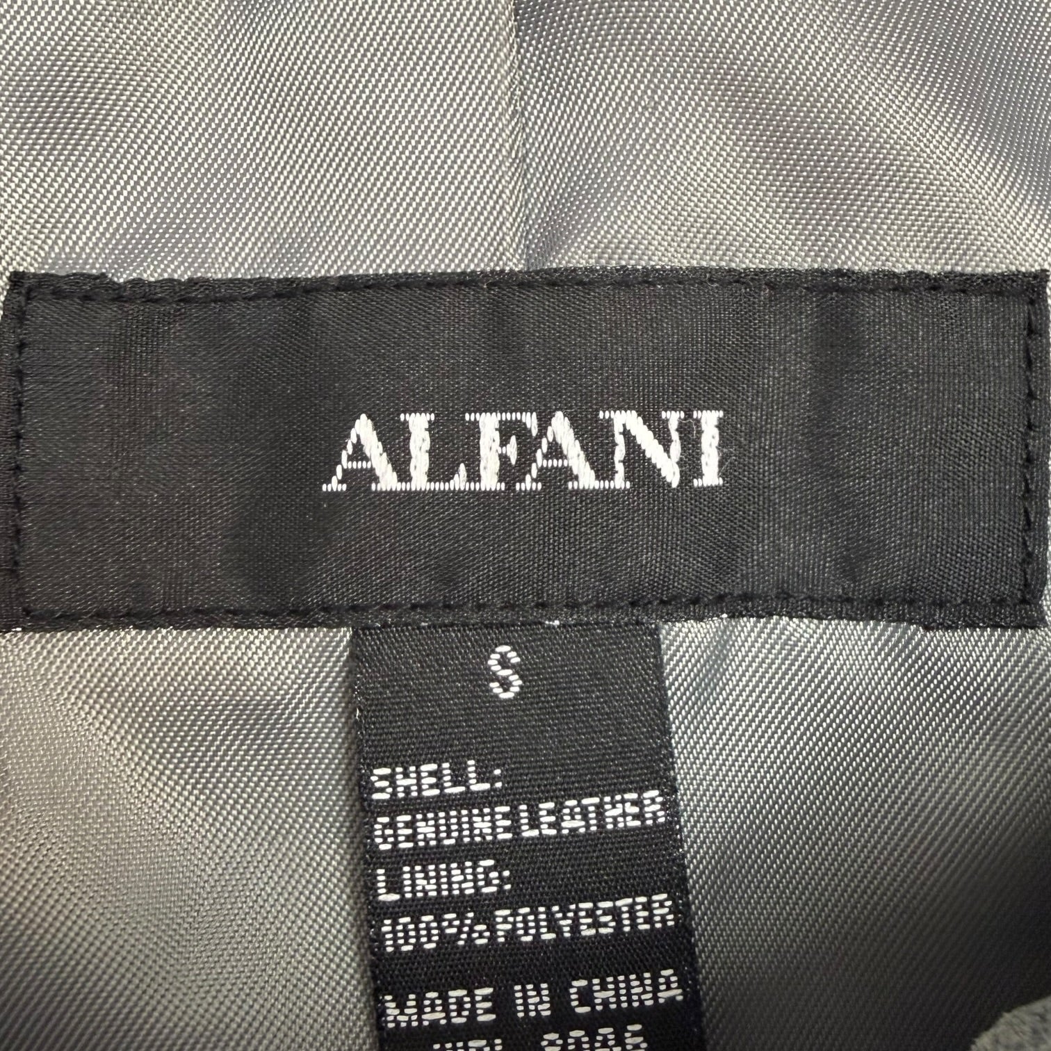 (W) Vintage Alfani Leather Jacket Metallic Grey