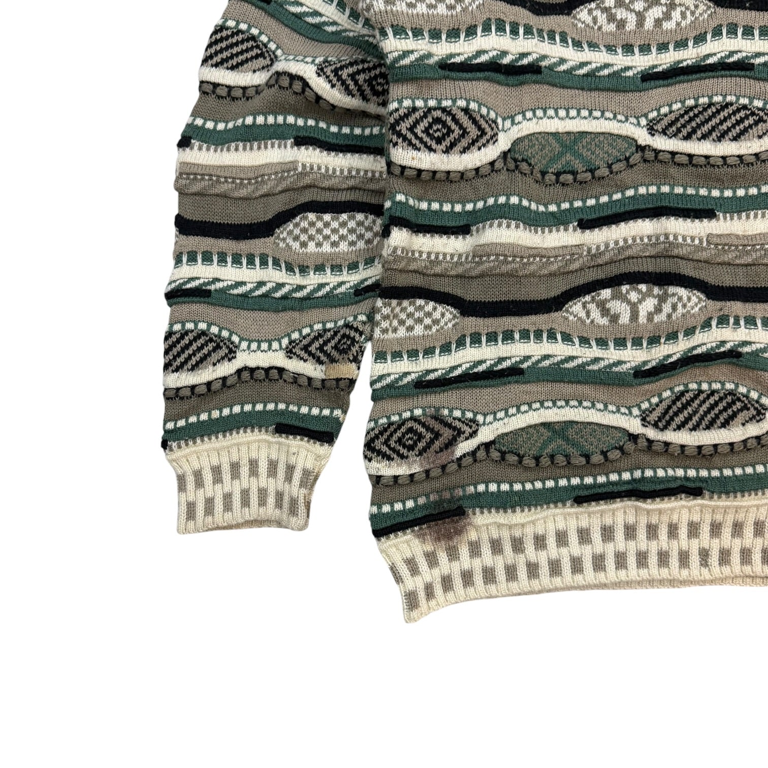 希少サイズ PROTEGE COLLECTION USA3D ニット XXL Vintage Protege 3D Knit Sweater Green/Cream