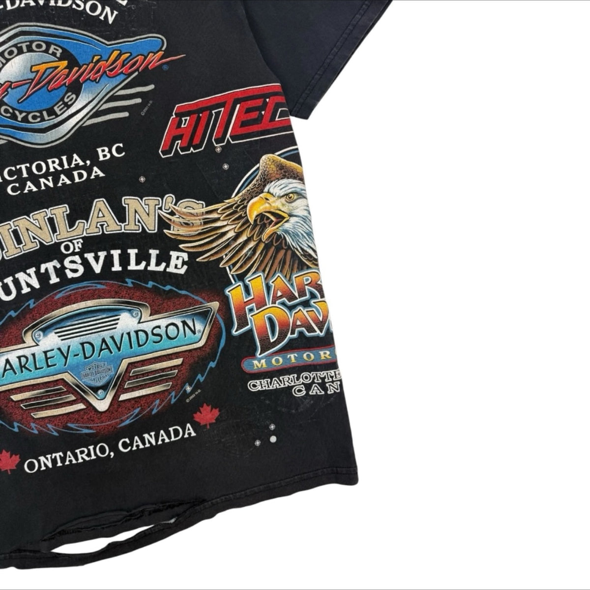 Vintage Harley Davidson Canadian Test Print Double Sided Tee Black