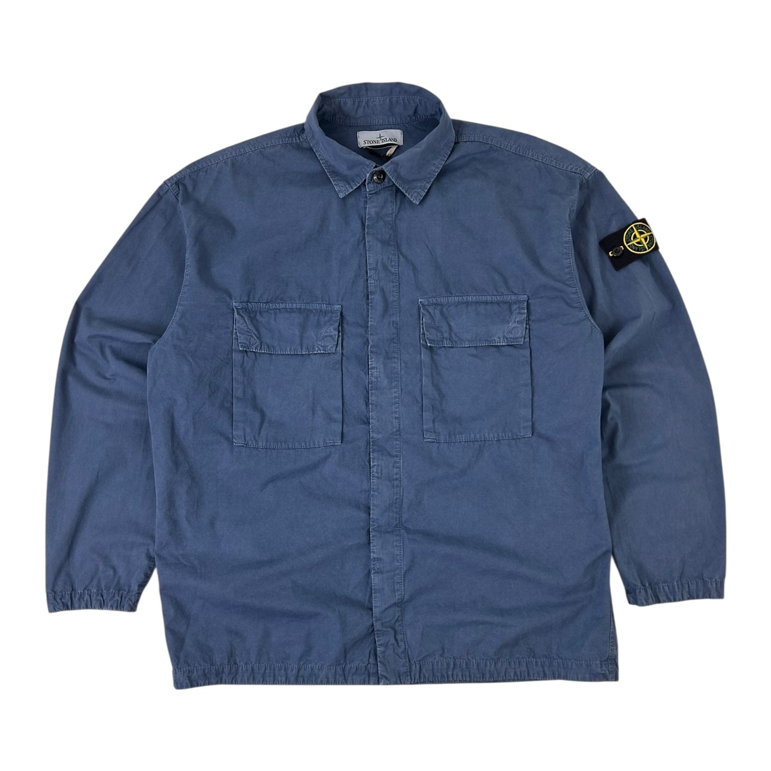 Stone Island Avio Blue Cotton Overshirt Blue