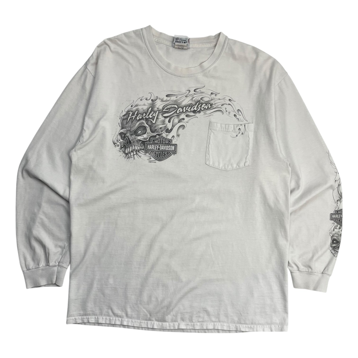 Harley Davidson Skull Pocket Flame Longsleeve T-Shirt