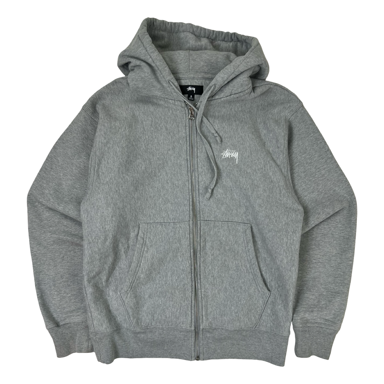 Stussy Stock Logo Full Zip Hoodie Grey