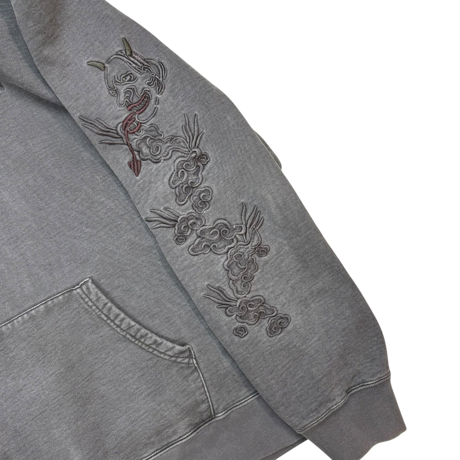 Supreme Dragon Overdyed Hoodie Grey
