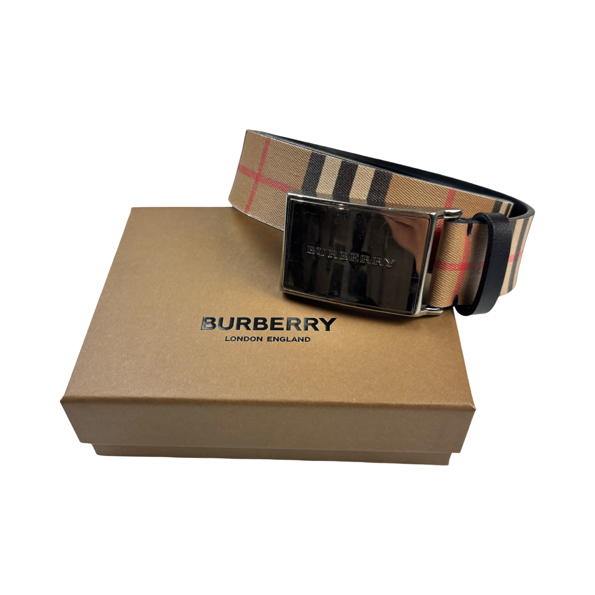 Burberry Plaque Buckle Nova Check Belt