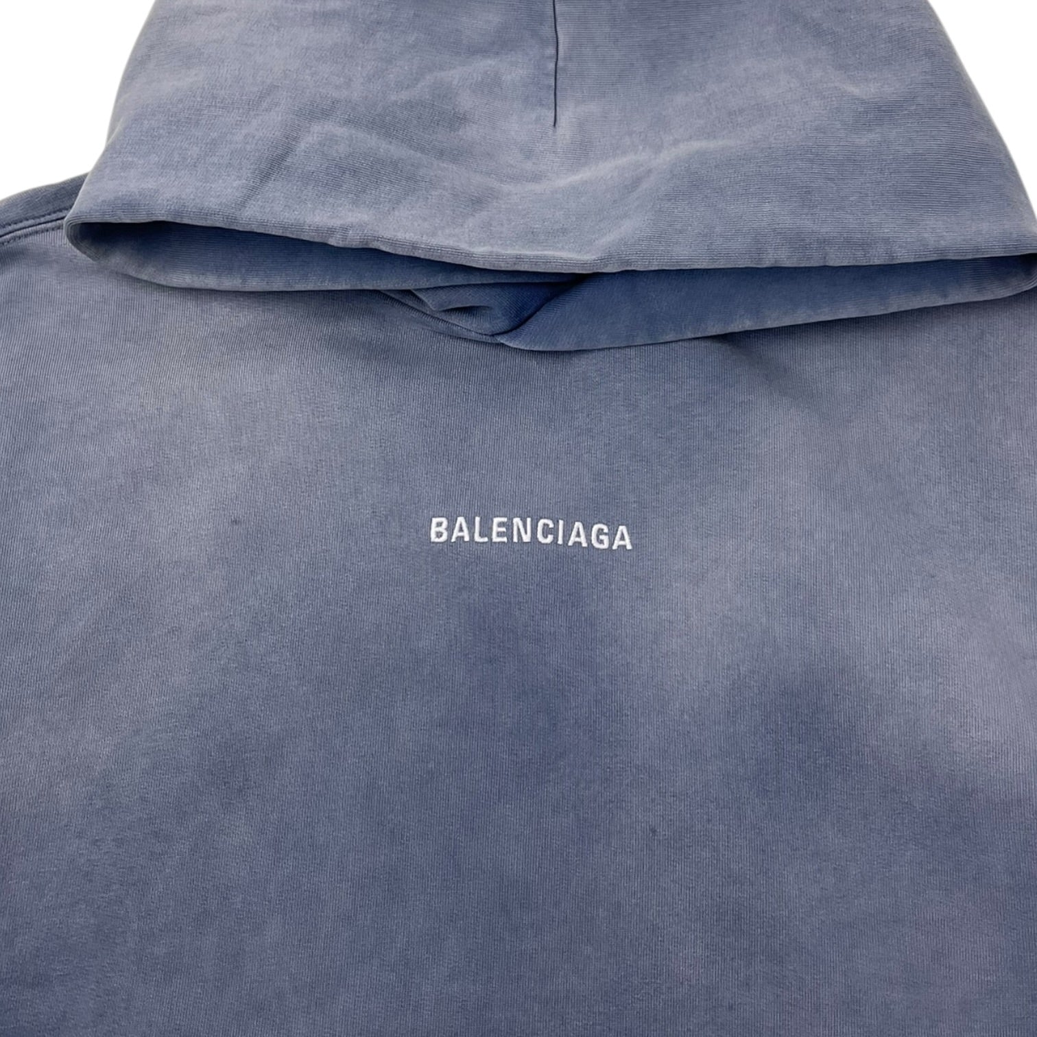 Balenciaga Embroidered Logo Faded Blue Hoodie