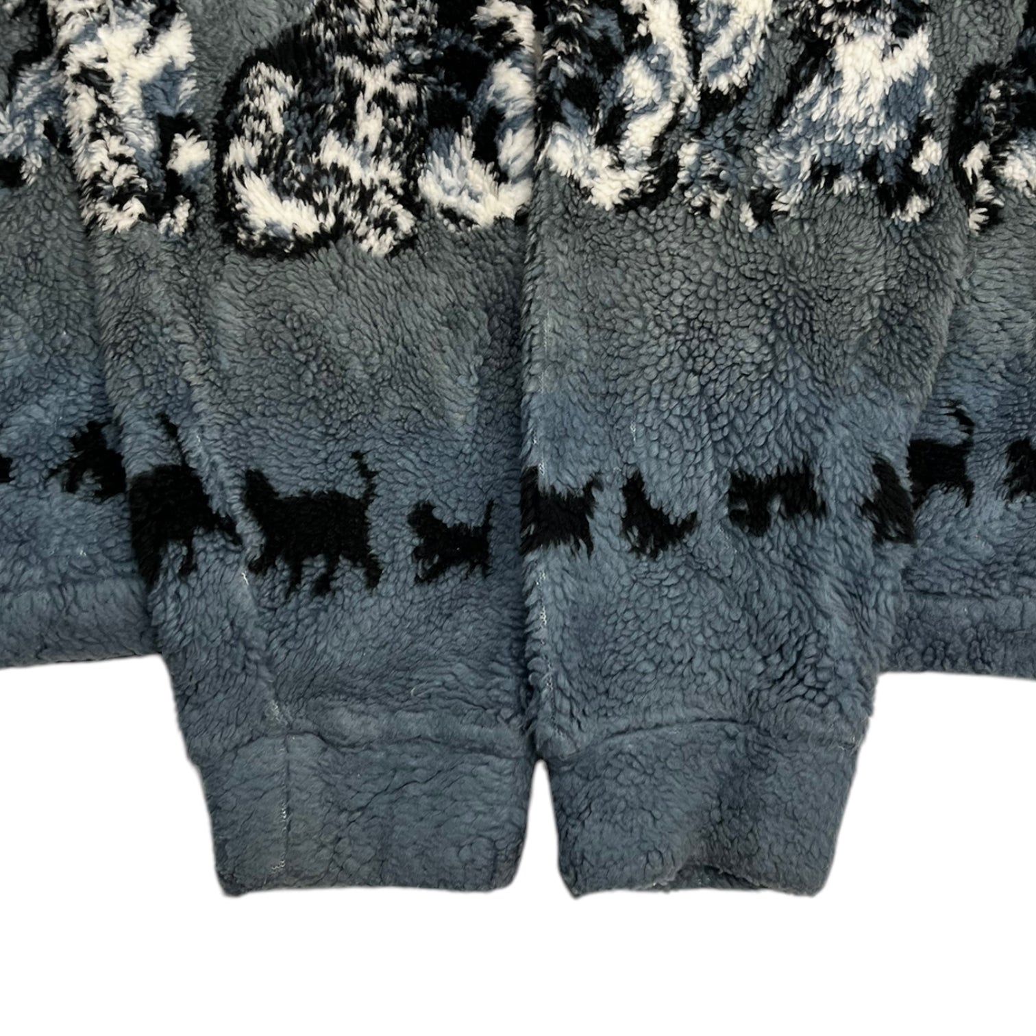 Vintage Blurred Wolves Nature Fleece Dusty Blue