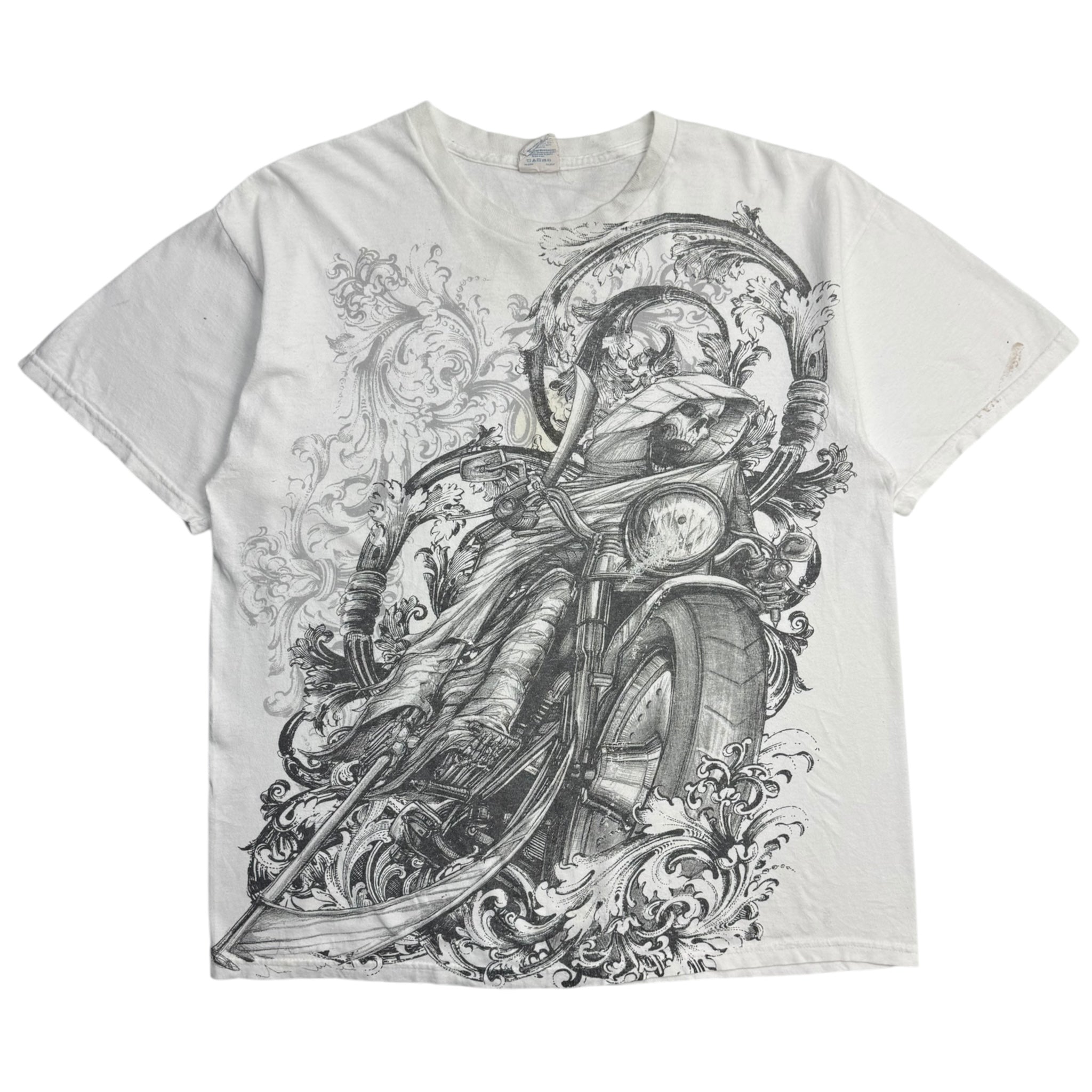 Y2K Skeleton Biker T-Shirt White