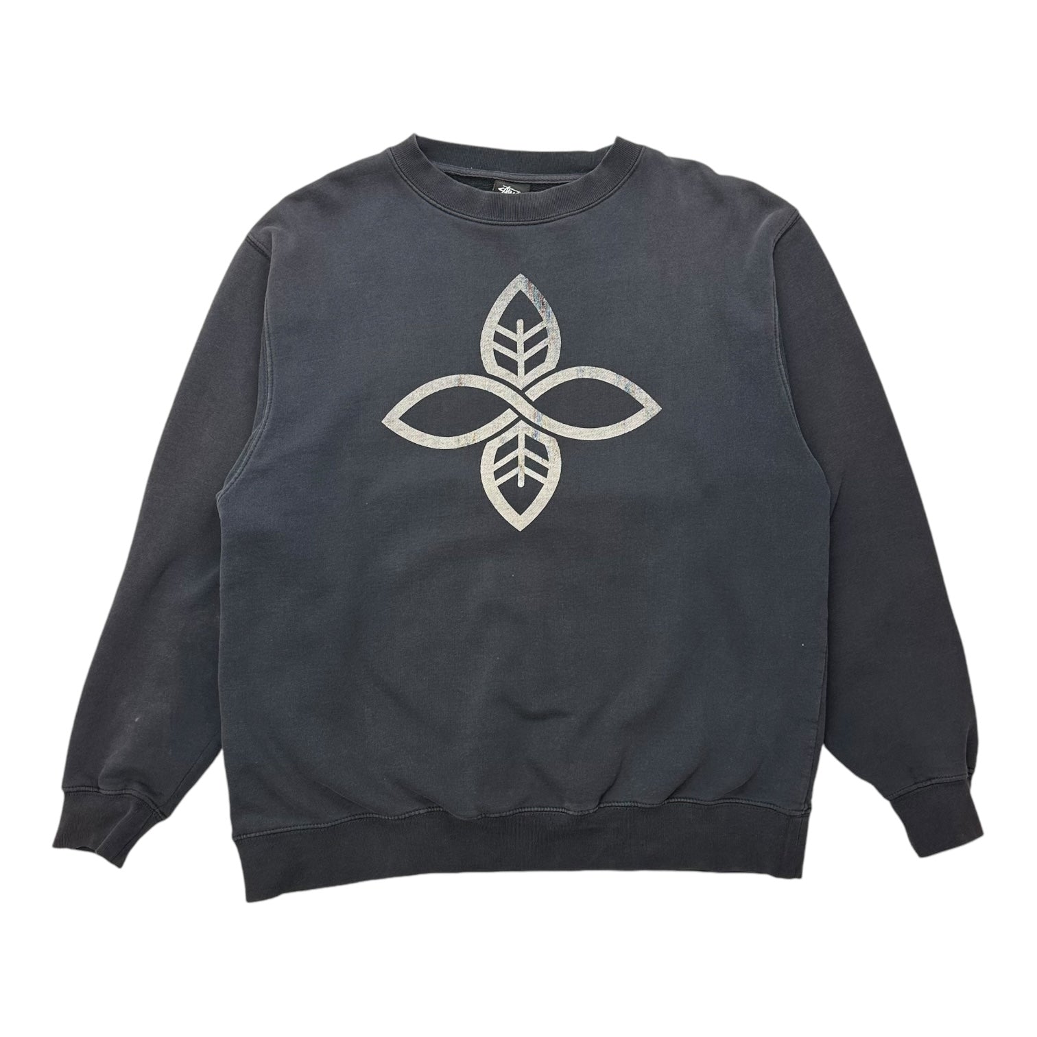 Vintage Stussy Leaf Crewneck Washed Black