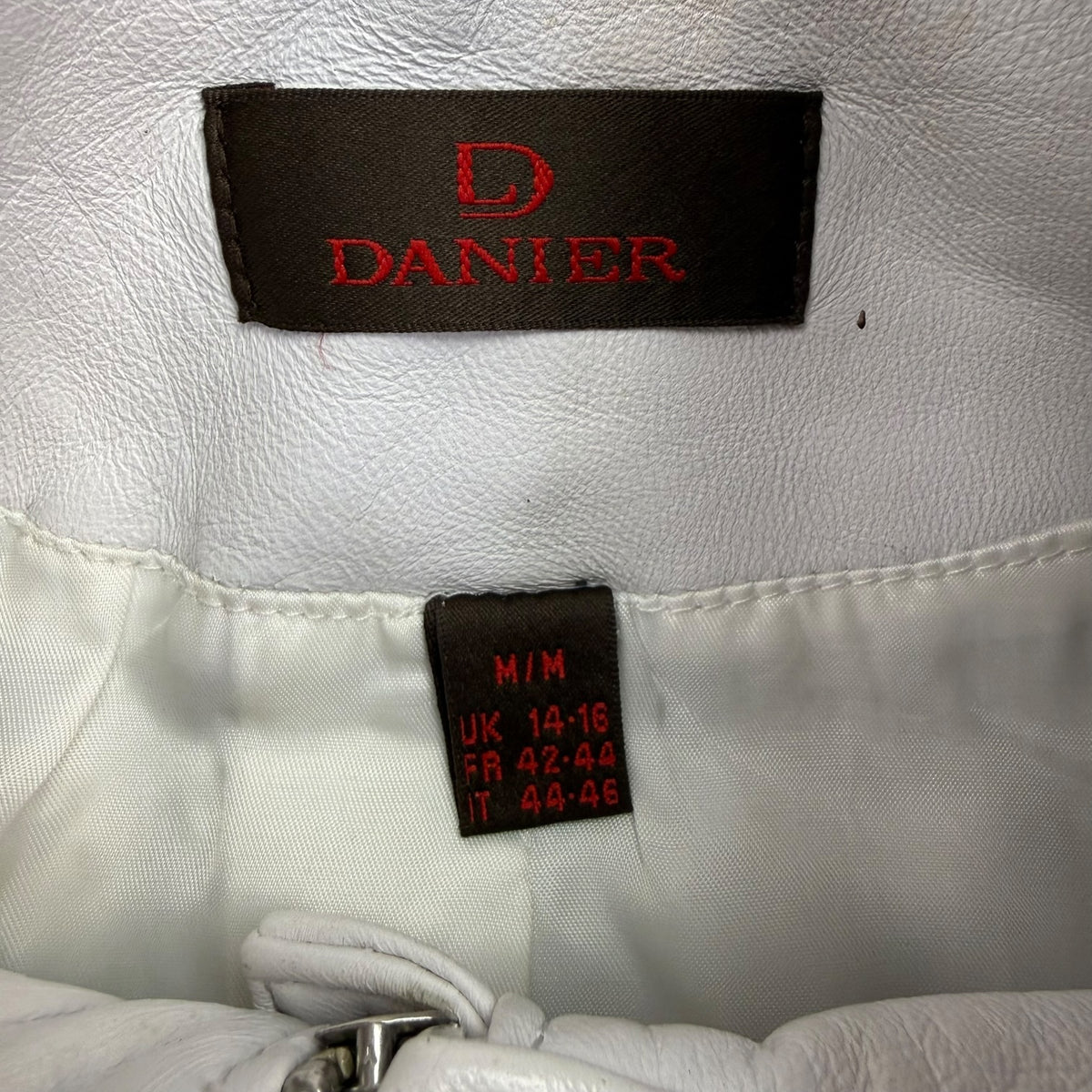 (W) Vintage Danier Leather Moto Jacket White