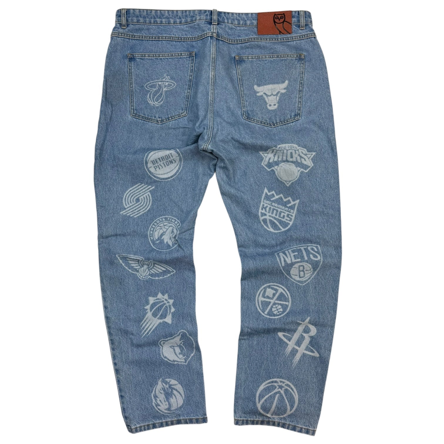 Octobers Very Own NBA Logo Denim Pants Light Wash