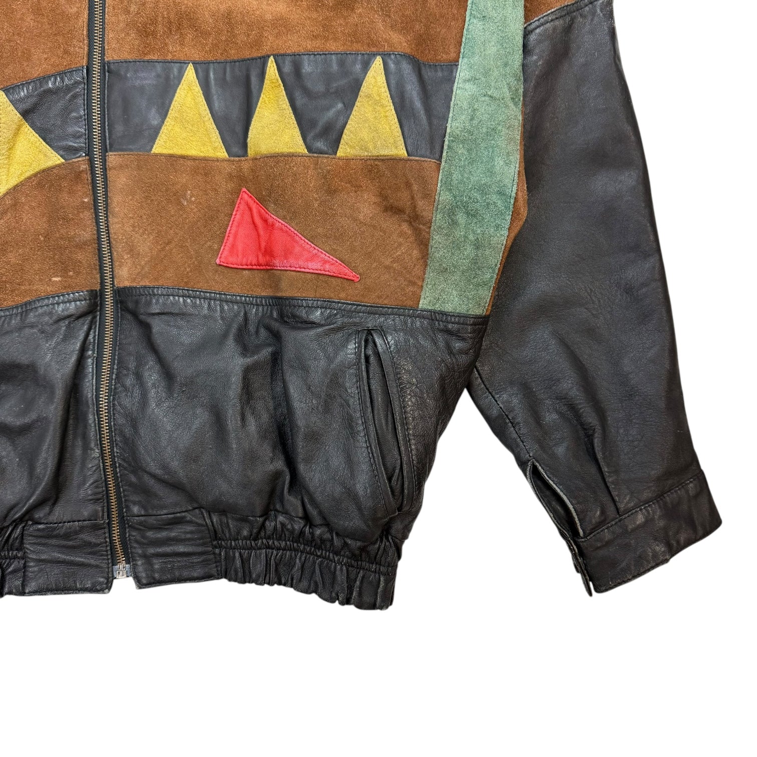 Vintage Fandango Geometric Patter Suede Leather Jacket