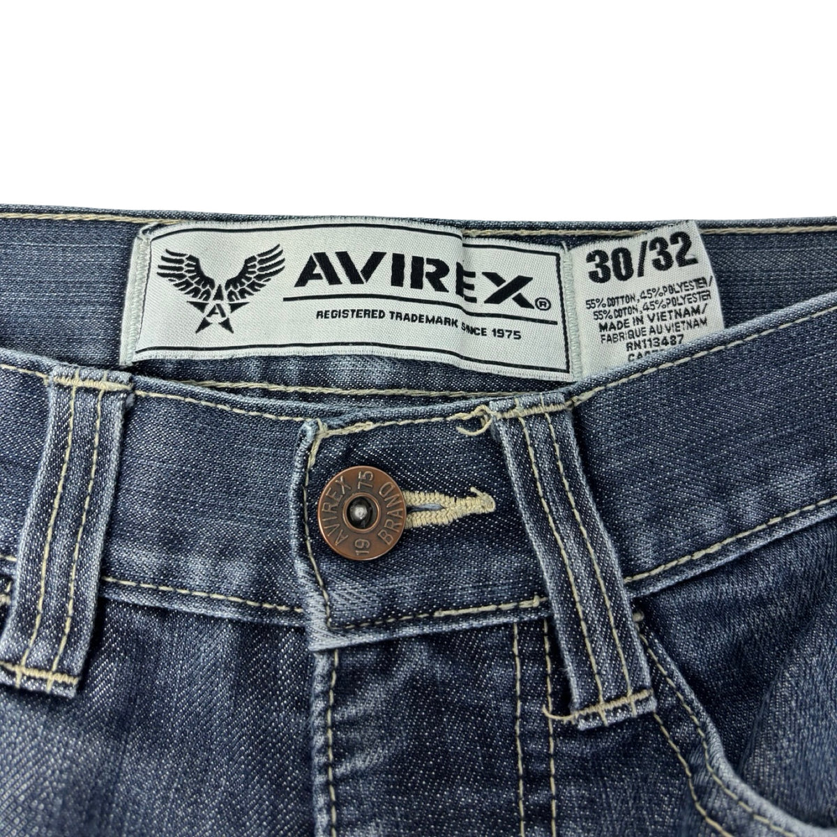 Vintage Y2K Avirex Embroidered Denim Bottoms Dark Navy