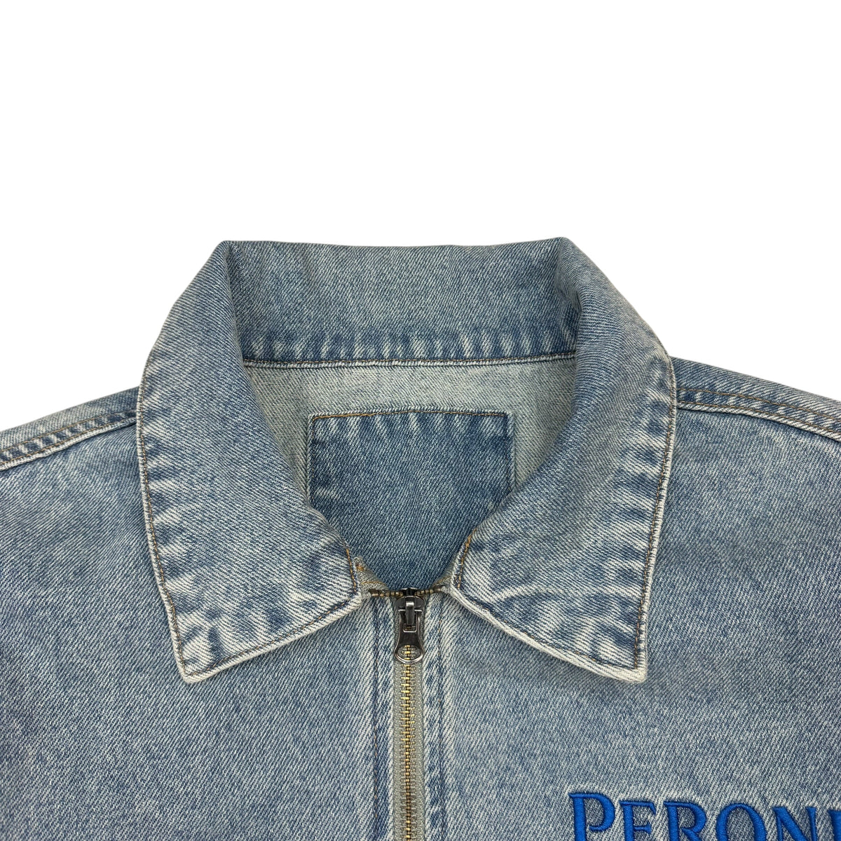Peroni Nastro Azzurro Zip Up Denim Jacket Blue