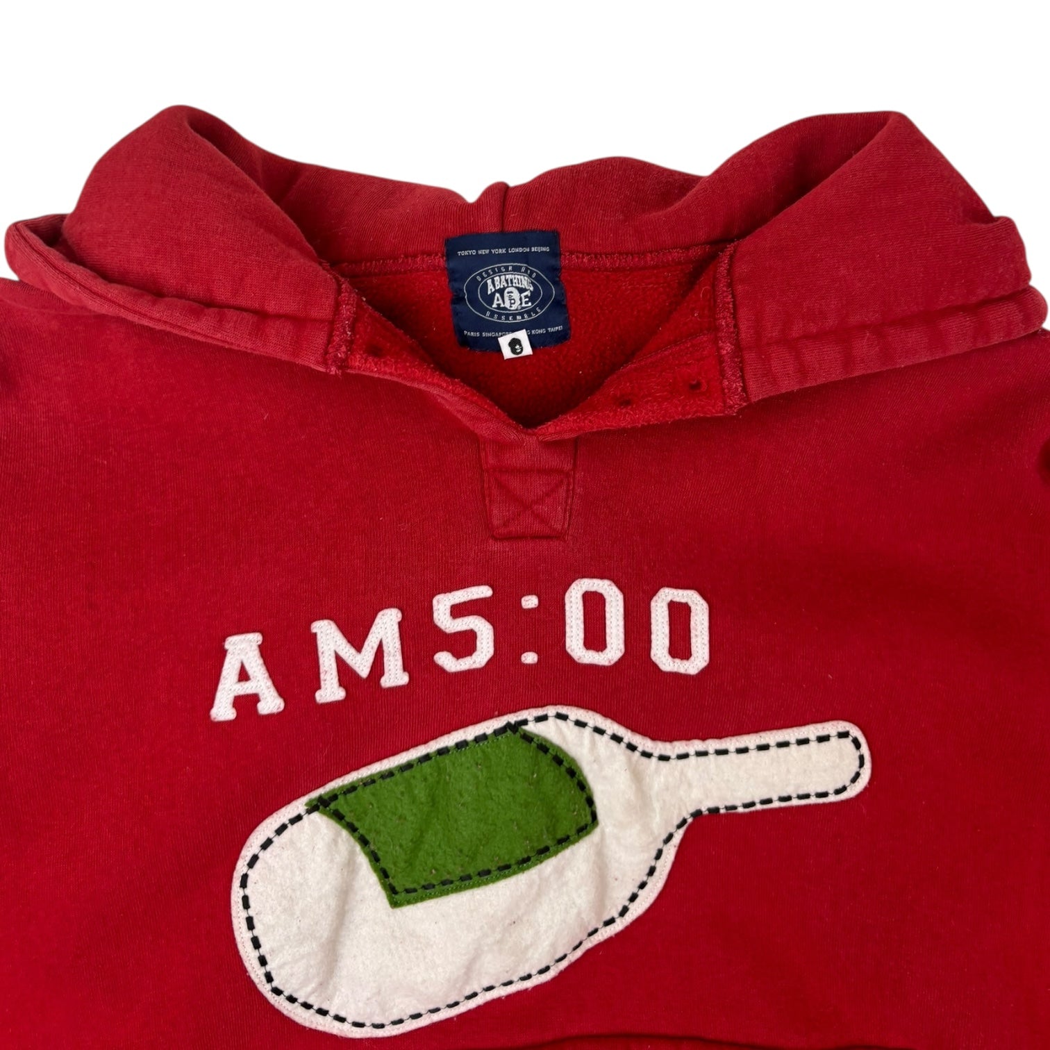 BAPE 2011 Safety Pin Stonewash Pullover Hoodie Red