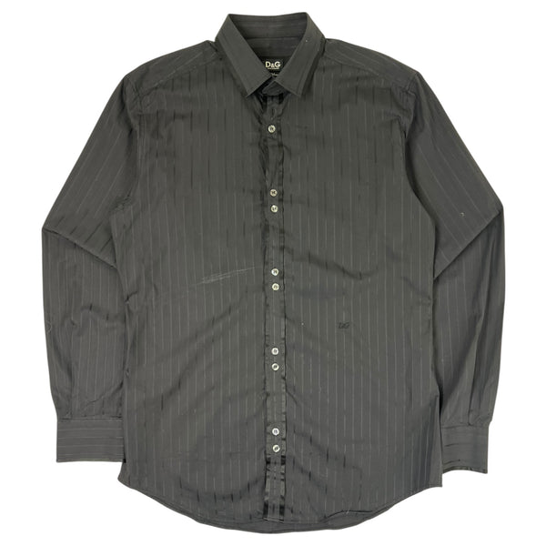 Dolce & Gabana Striped Slim Fit Navy Button Up