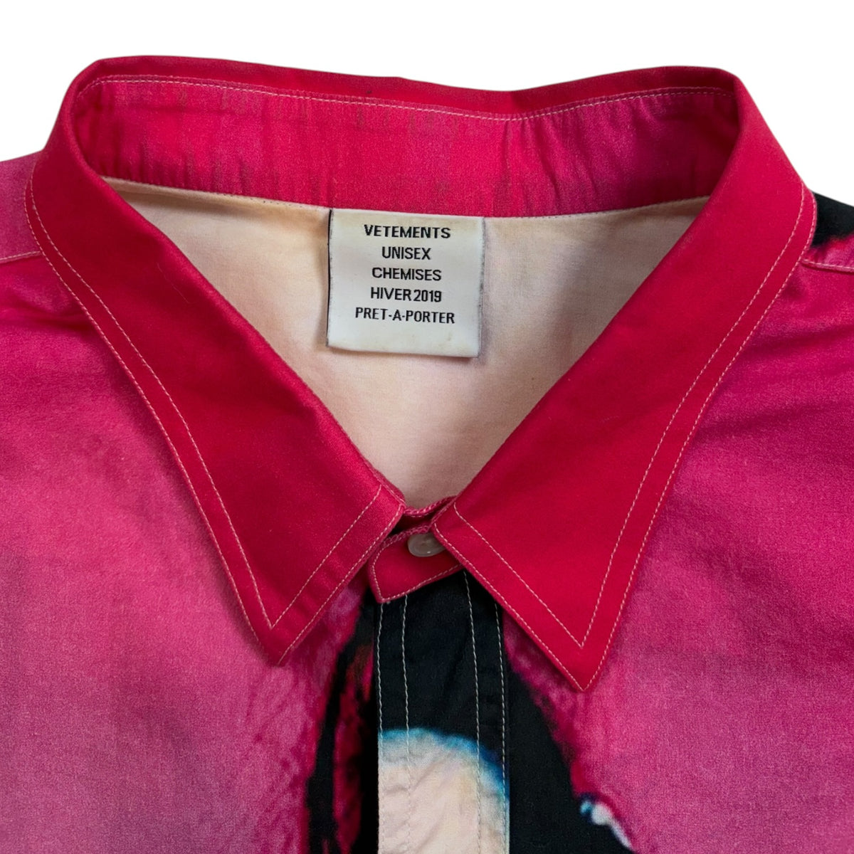 Vetements AW18 Marilyn Manson Printed Button-Up Shirt Pink