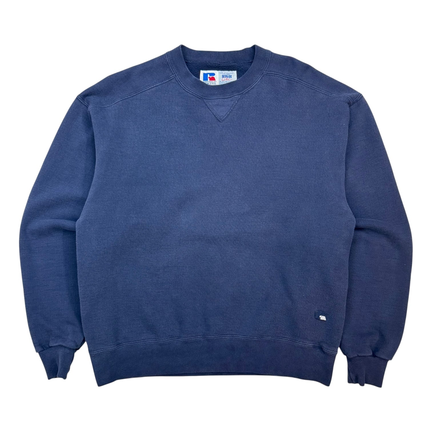 Vintage Russell Athletic Blank Crewneck Sweater Navy Blue