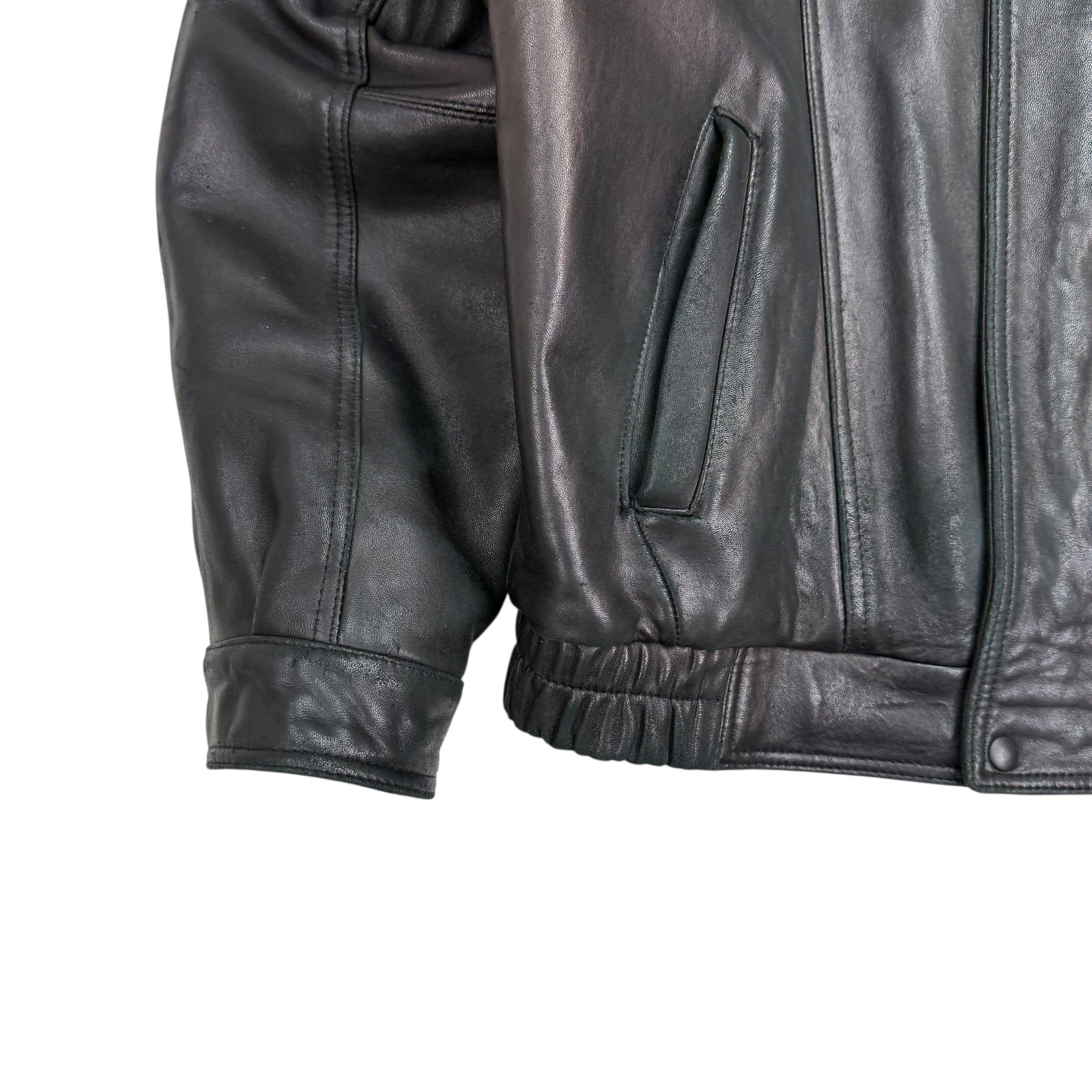 Vintage Leather Bomber Jacket Black