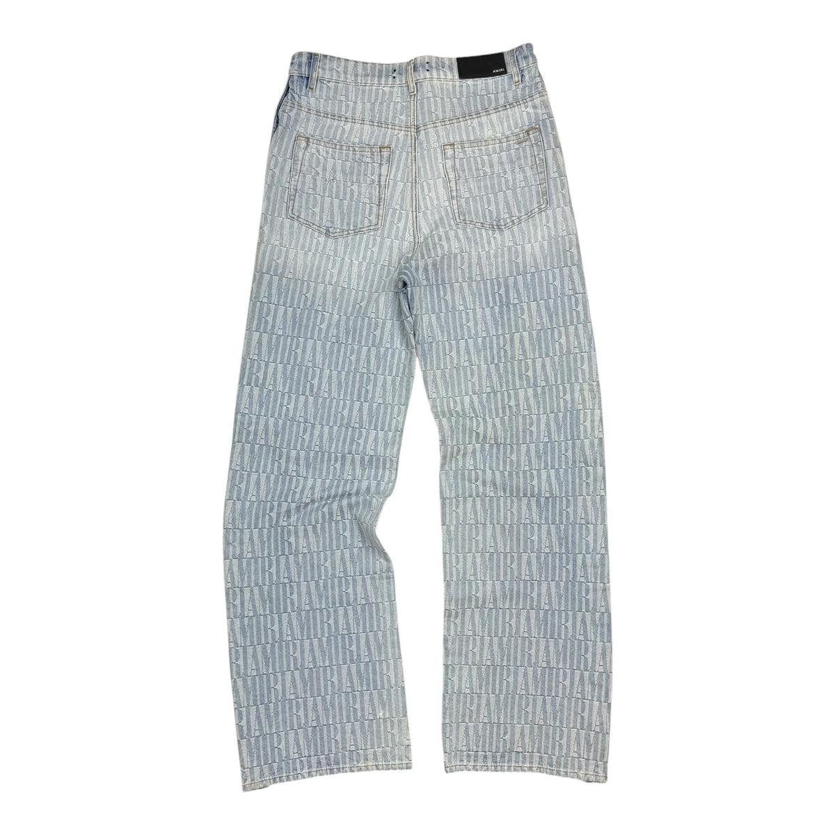 Amiri Logo Jacquard Snap-Off Denim Jeans Light Wash