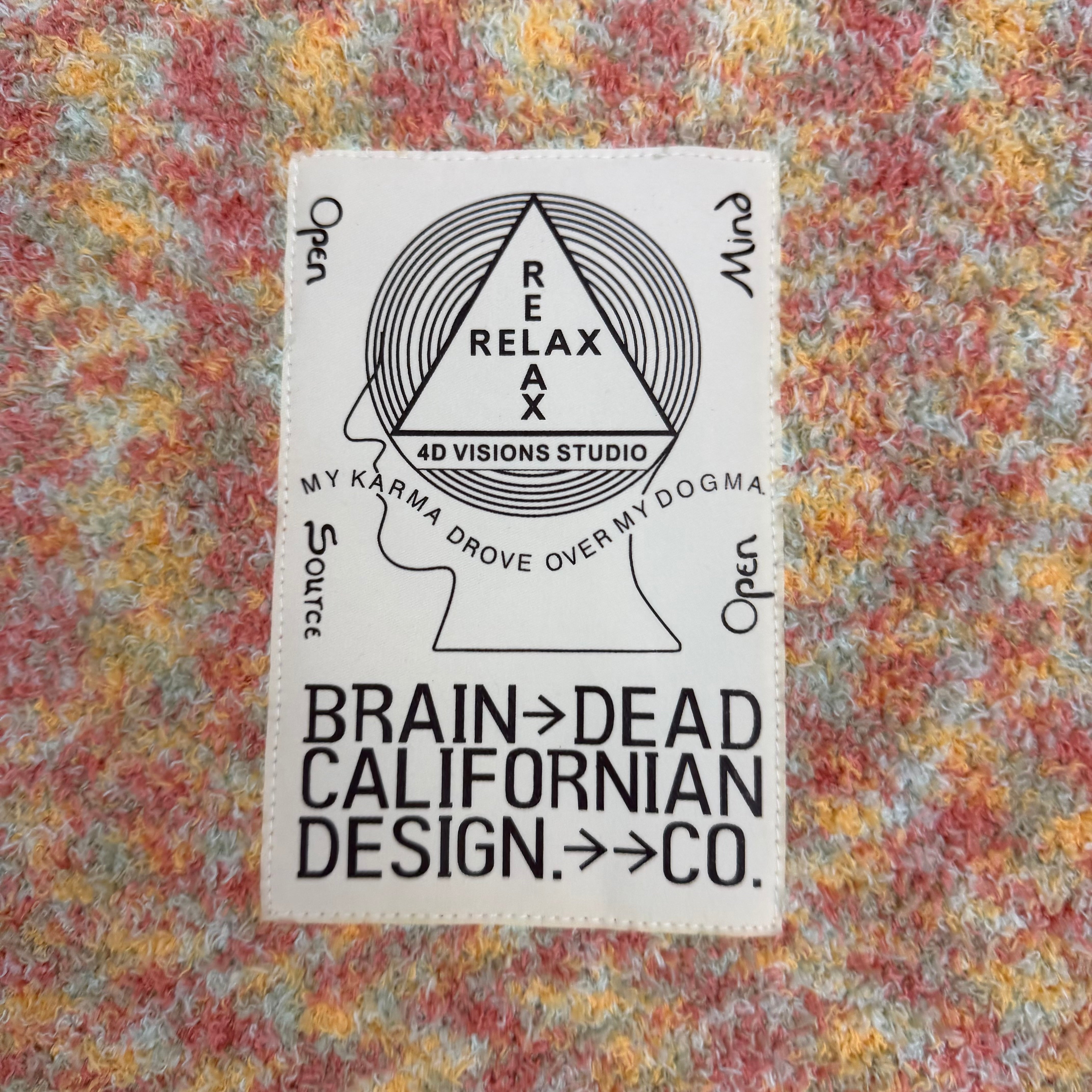 Brain Dead Teddy Fur Striped Cardigan Cream