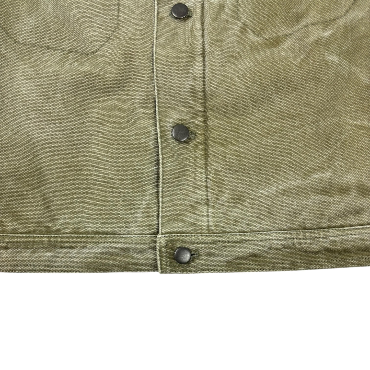 Acne Studios Sherpa Collar Canvas Trucker Jacket Olive Green