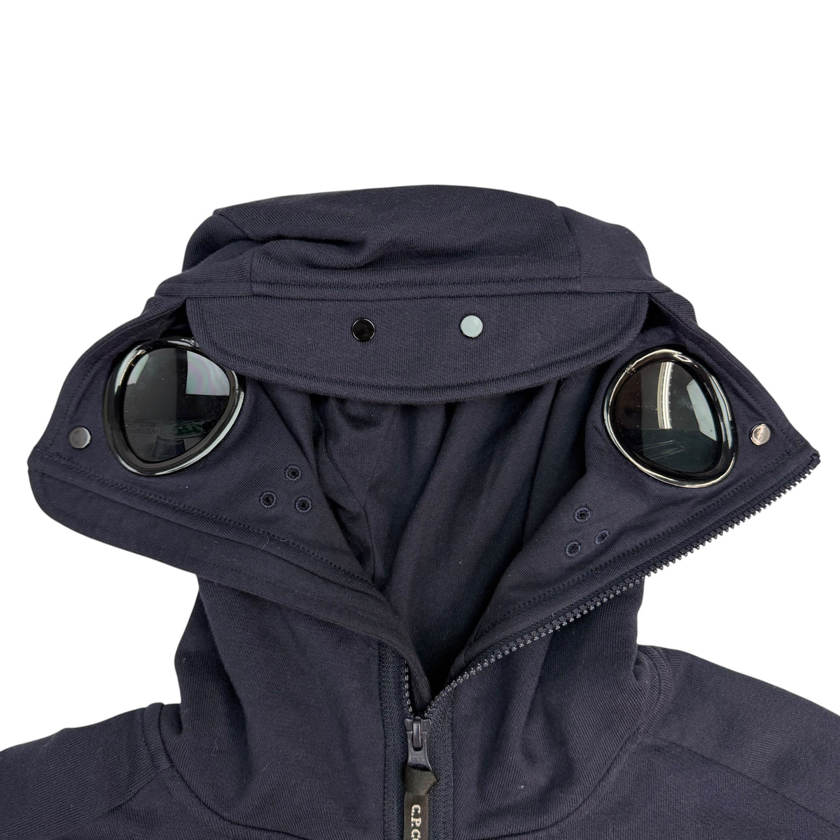 C.P. Company Diagonal Raised Fleece Full Zip Hoodie Black