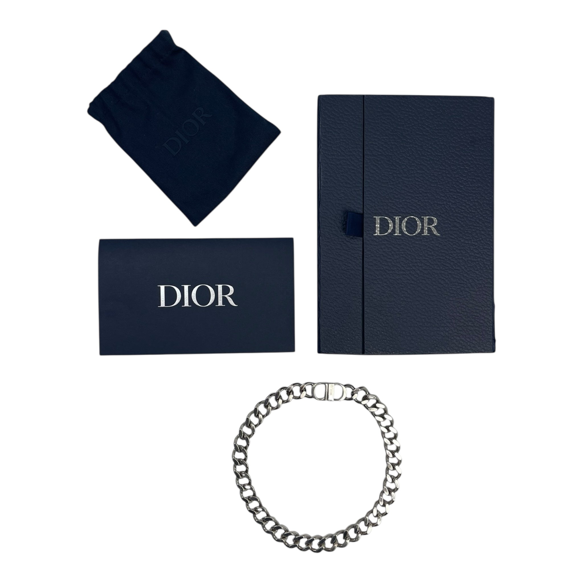 Dior CD Icon Chain Link Necklace Silver