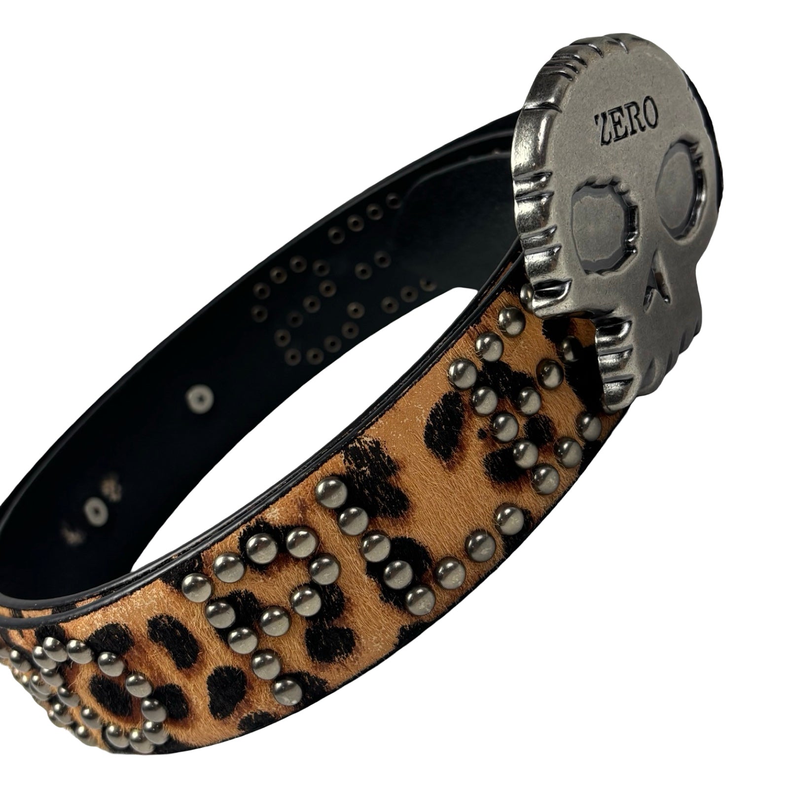 Pleasure Silverstone Skull Leopard Studded Belt
