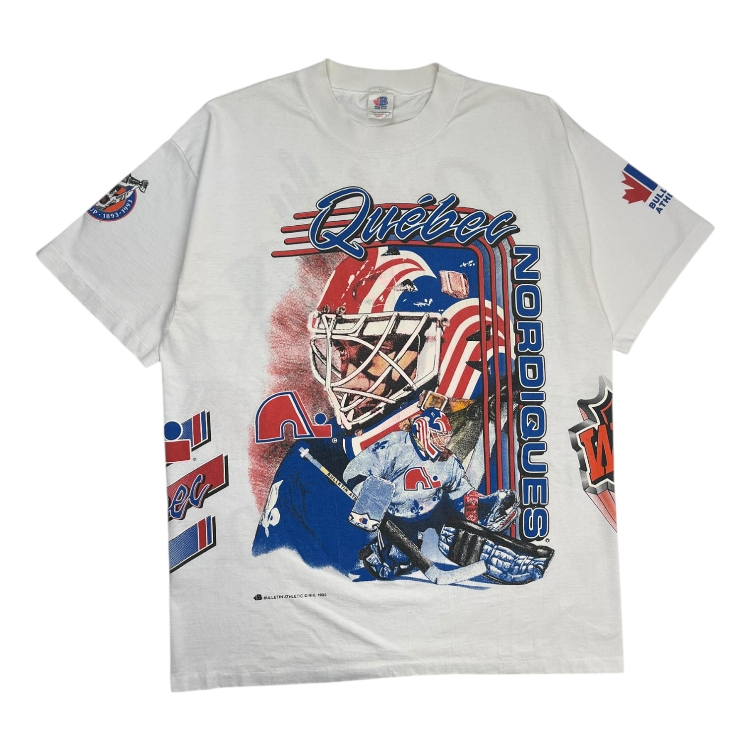 1992 Bulletin Quebec Nordiques Wrap Around NHL T-Shirt
