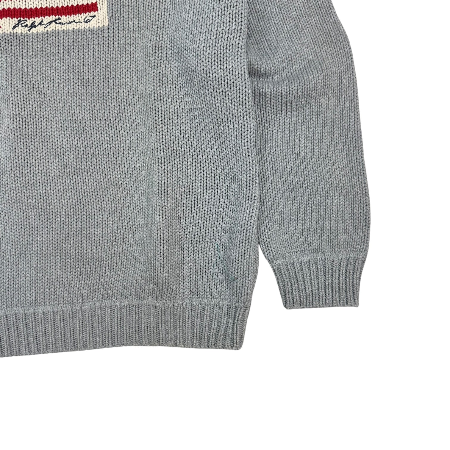 Vintage Polo Jeans Flag Knit Sweater Grey
