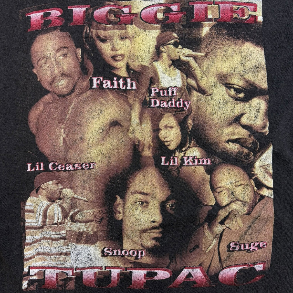 Vintage 90’s Top Artists Biggie Tupac T-Shirt Black