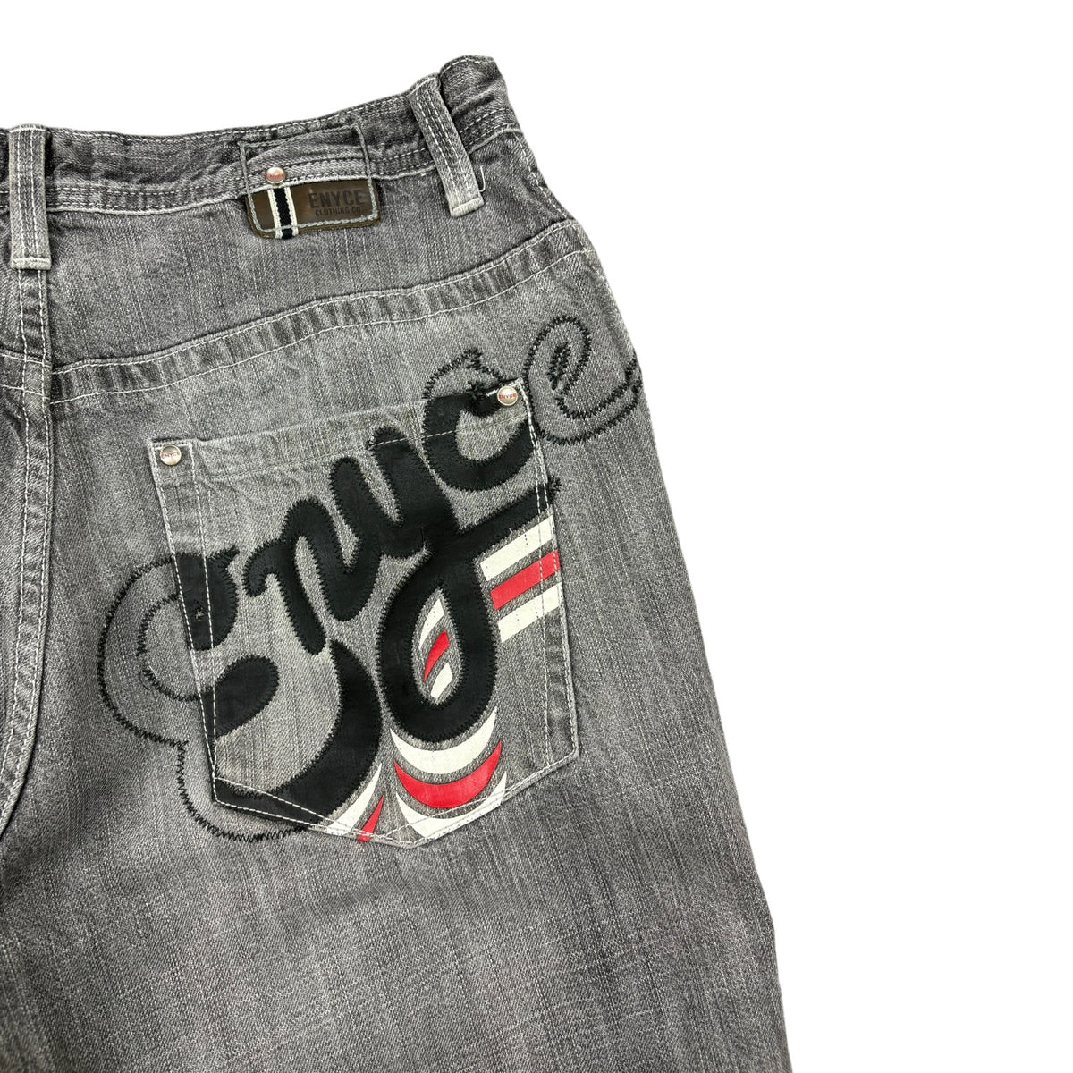 Y2K Enyce Pocket Logo Denim Jeans Grey