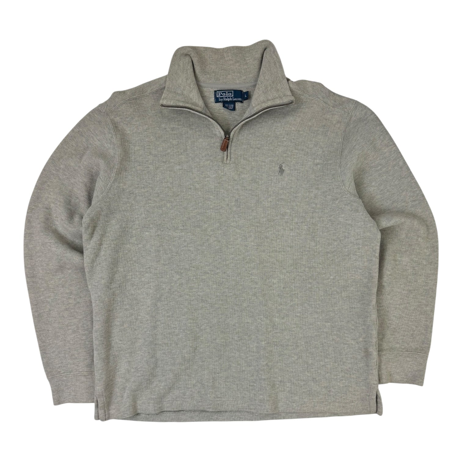 Vintage Polo Ralph Knit Quarter-Zip Sweater Grey