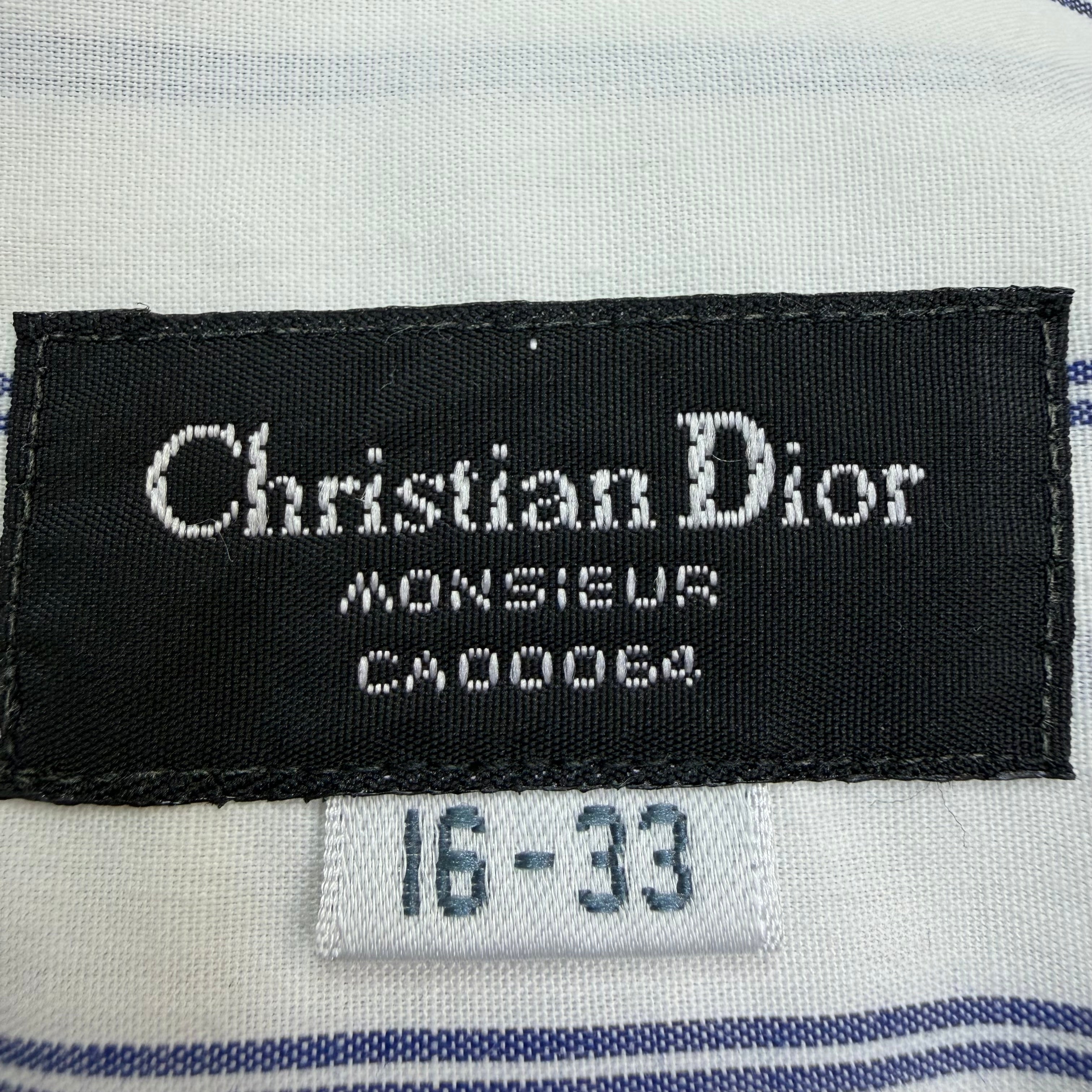 Vintage Christian Dior Vertical Stripe Button Up White