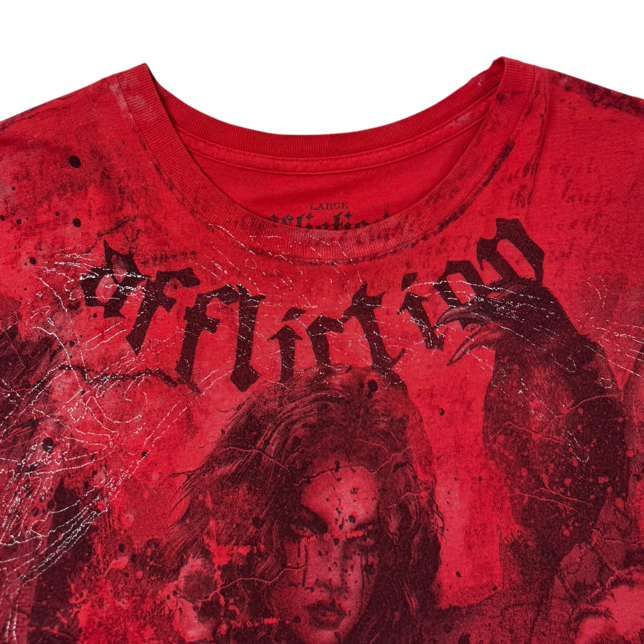 Vintage Y2K Affliction Bamboo Series Dark Angel T-Shirt Red
