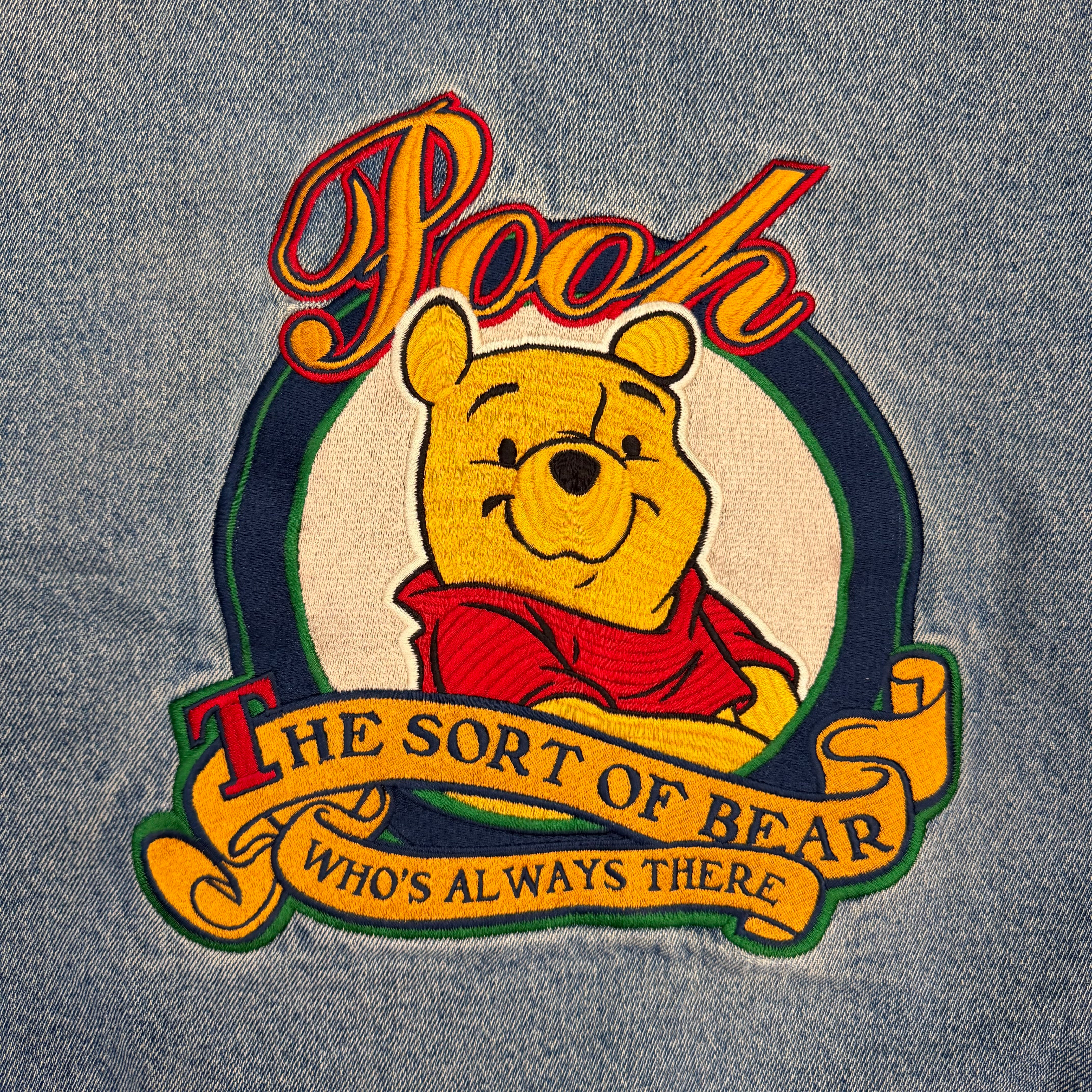 Vintage Disney Winnie The Pooh Denim Varsity Jacket Blue