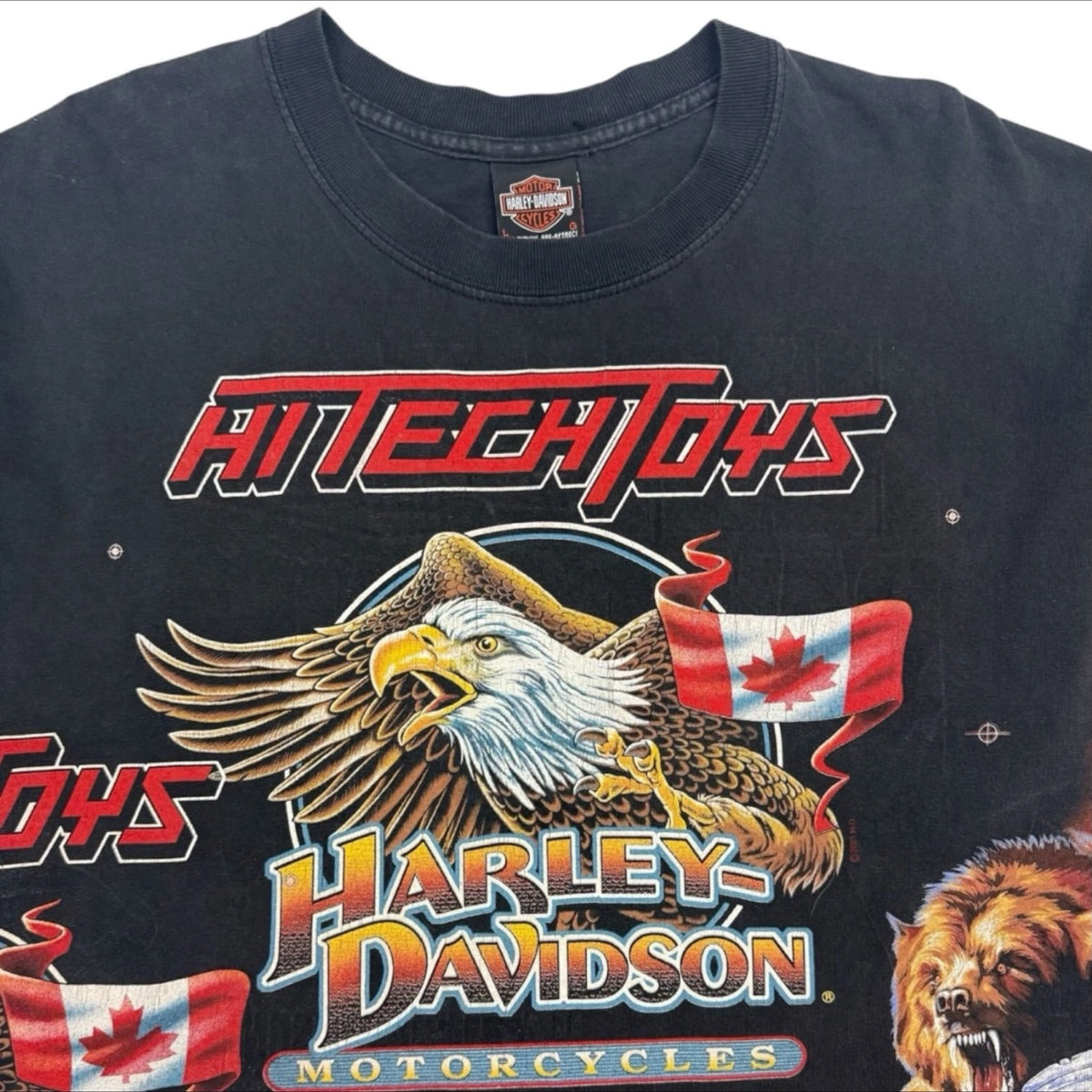 Vintage Harley Davidson Canadian Test Print Double Sided Tee Black