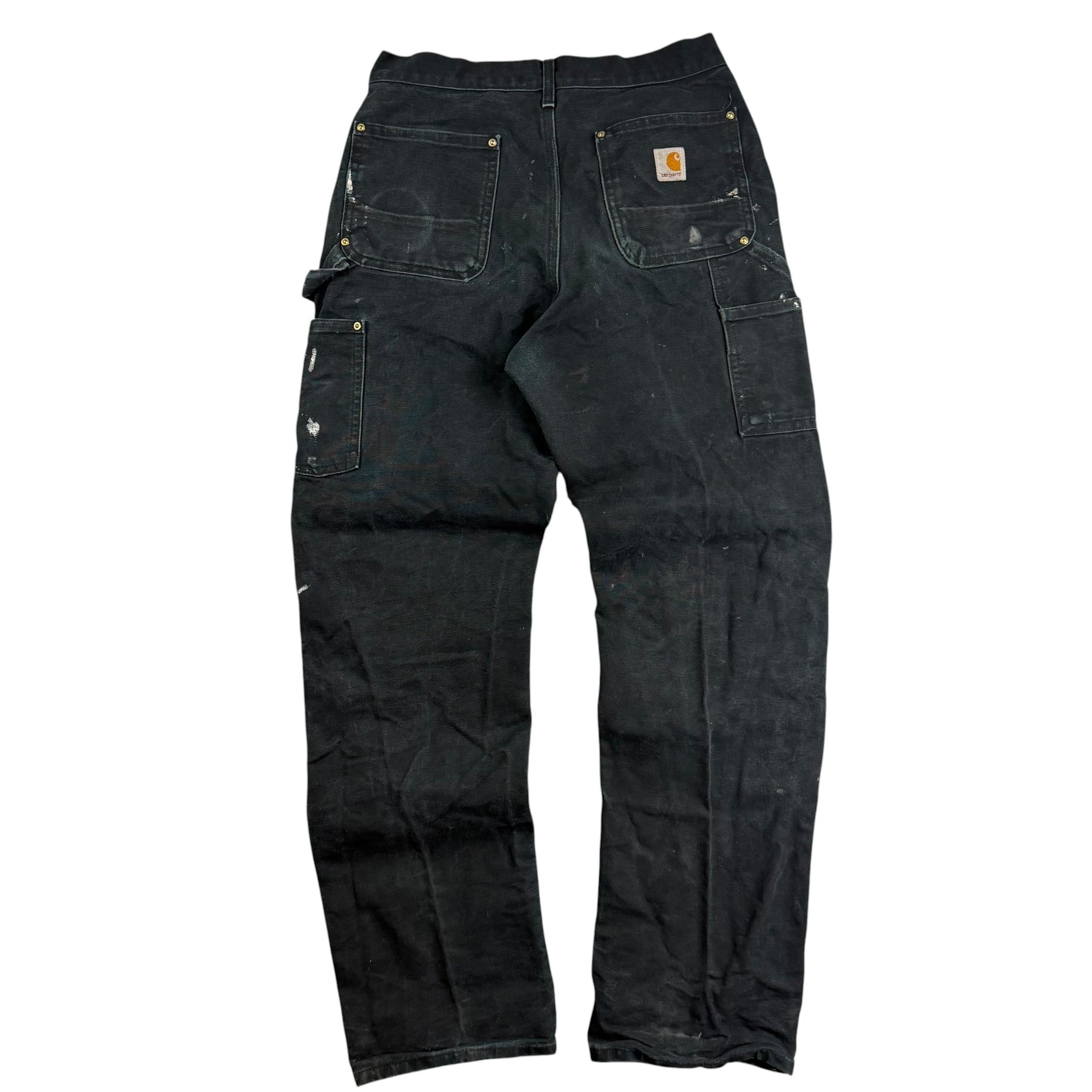 Vintage Carhartt Double Knee Paint Splattered Pants Black