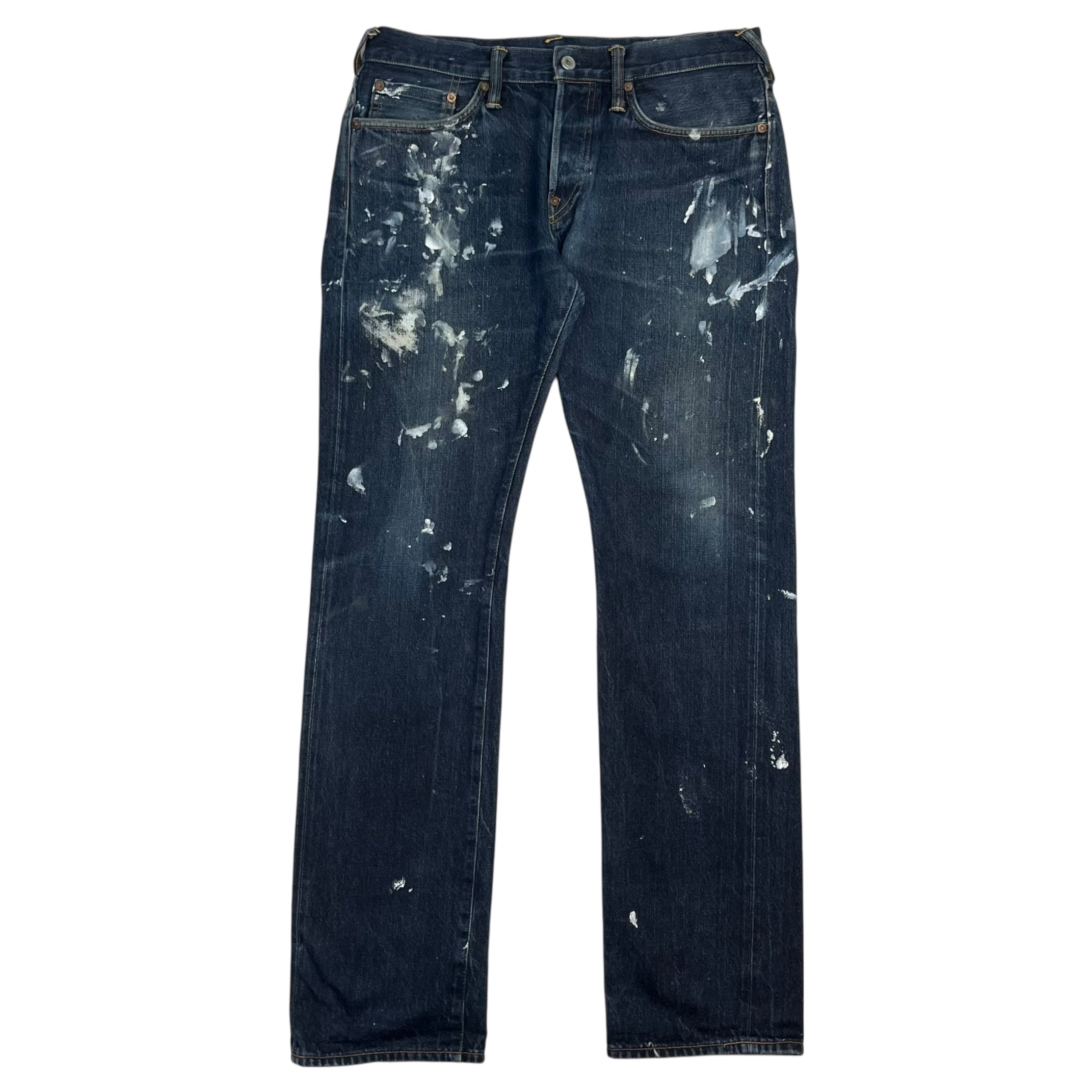 2008 Evisu Painted Denim Pants Dark Blue