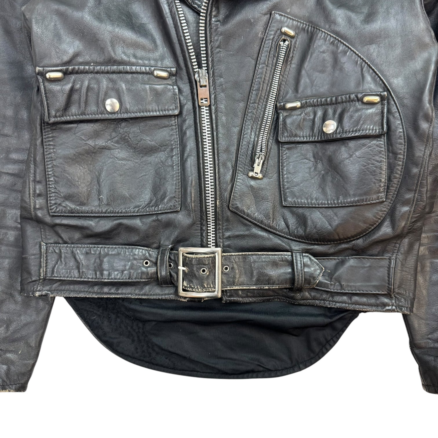 Vintage Biker Leather Jacket Black