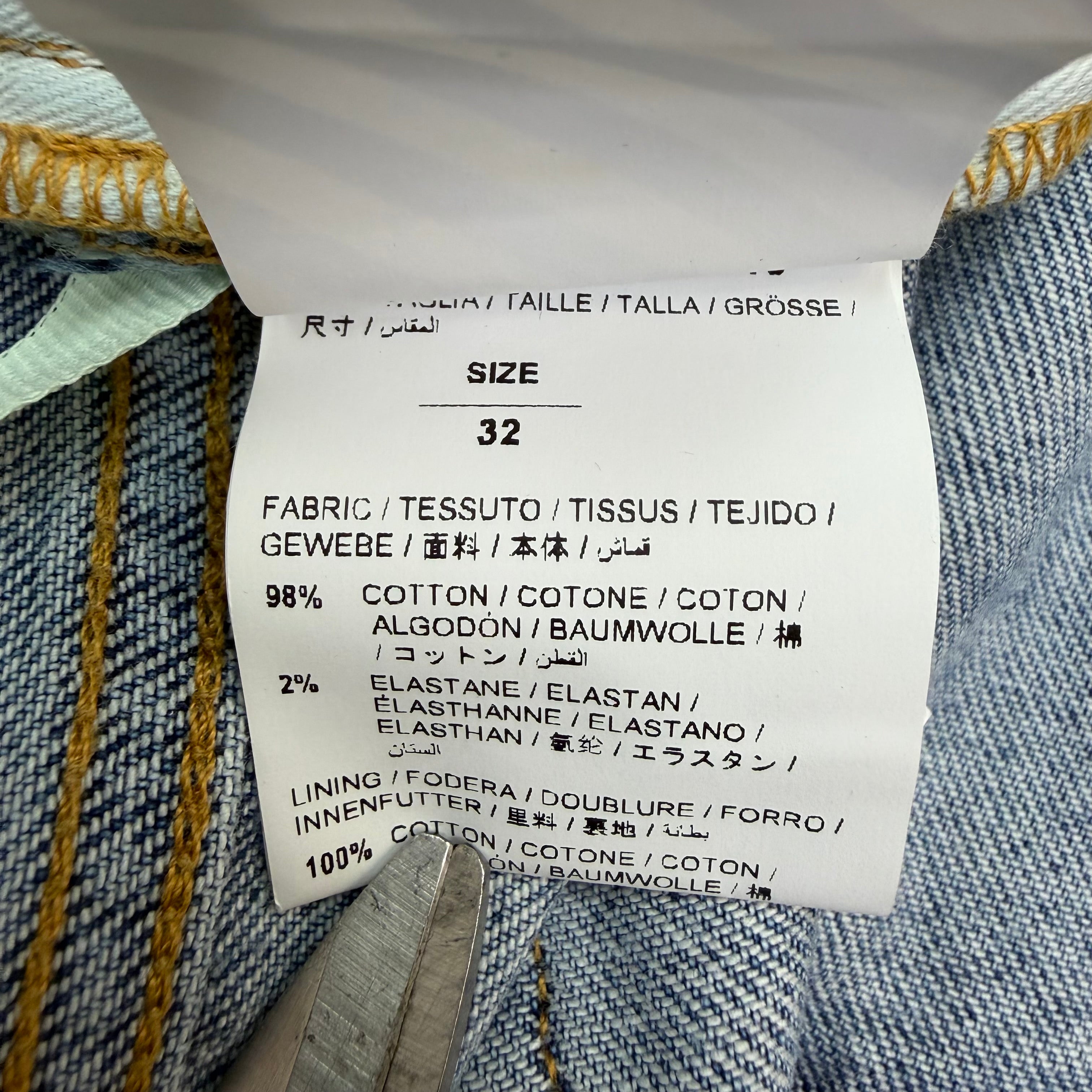 Off-White Skinny Fit Printed Stretch Denim Jeans Blue