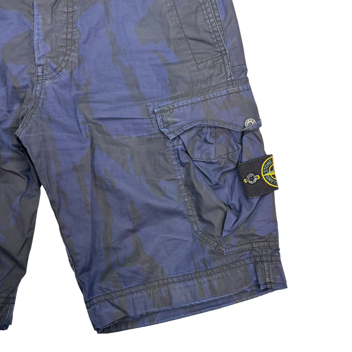 Stone Island Rip Stop Camo Print Shorts Blue