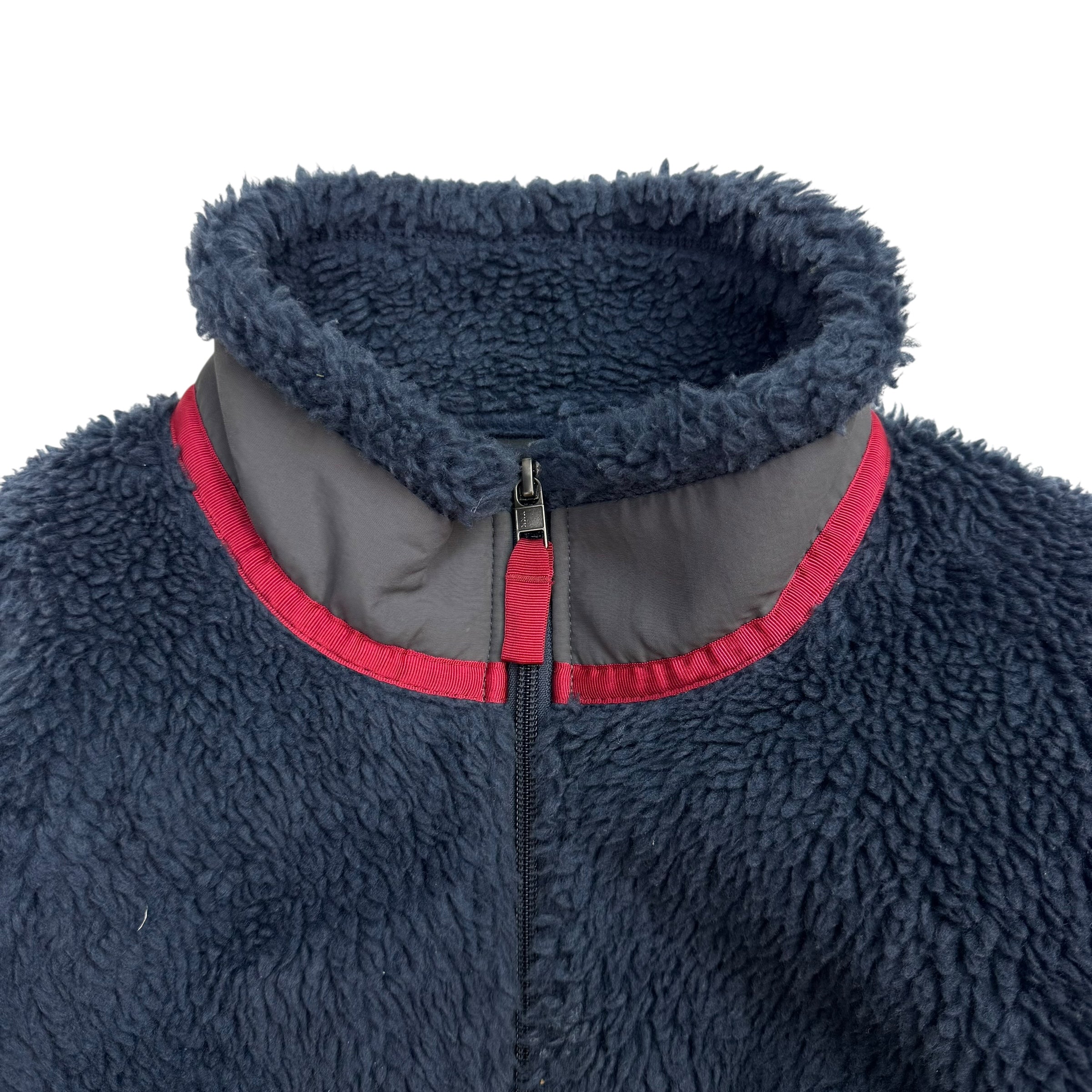 Vintage Patagonia Polar Fleece Zip Up Jacket Navy Blue Red