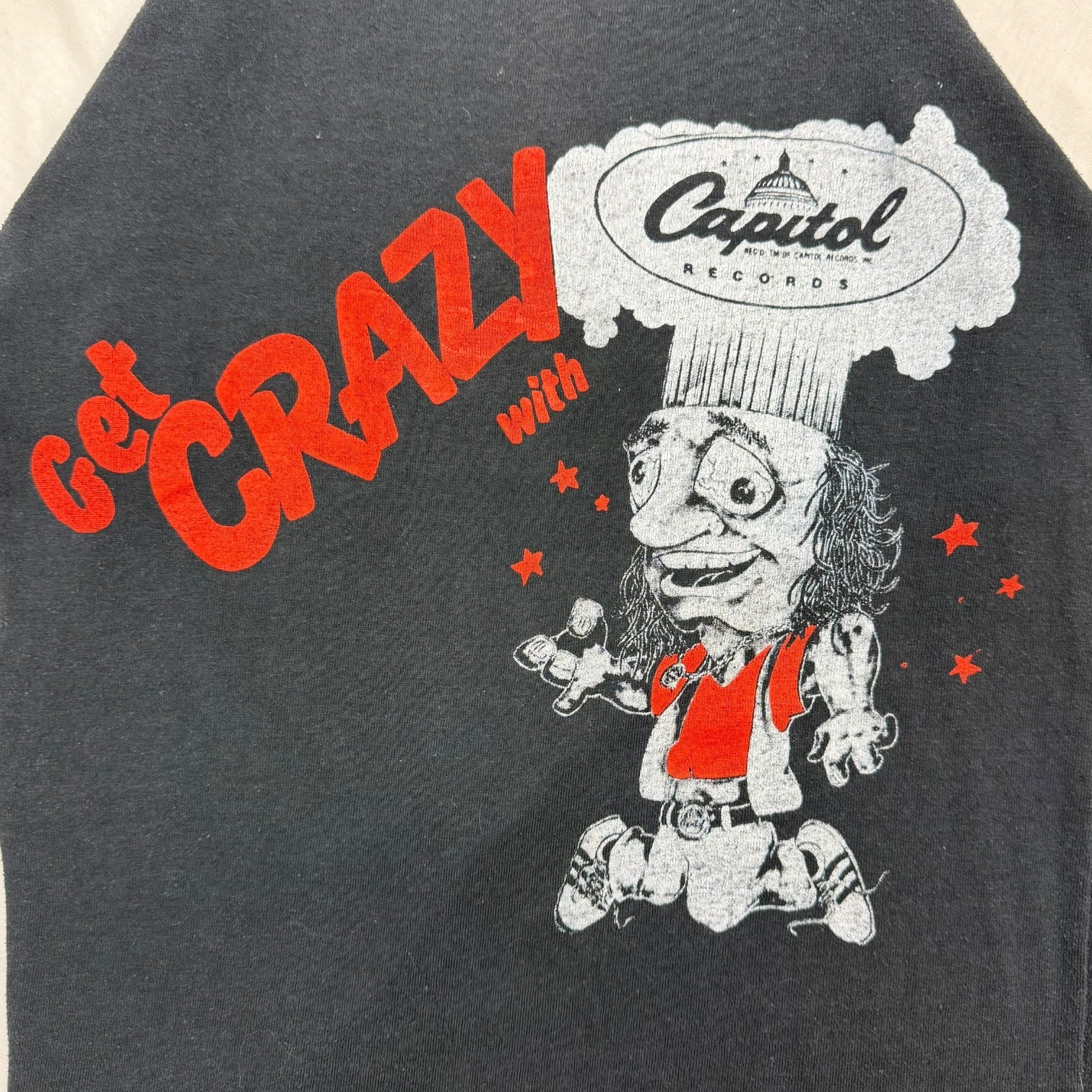1980s Capitol Records 3/4 Sleeve Ringer Tee Black/White