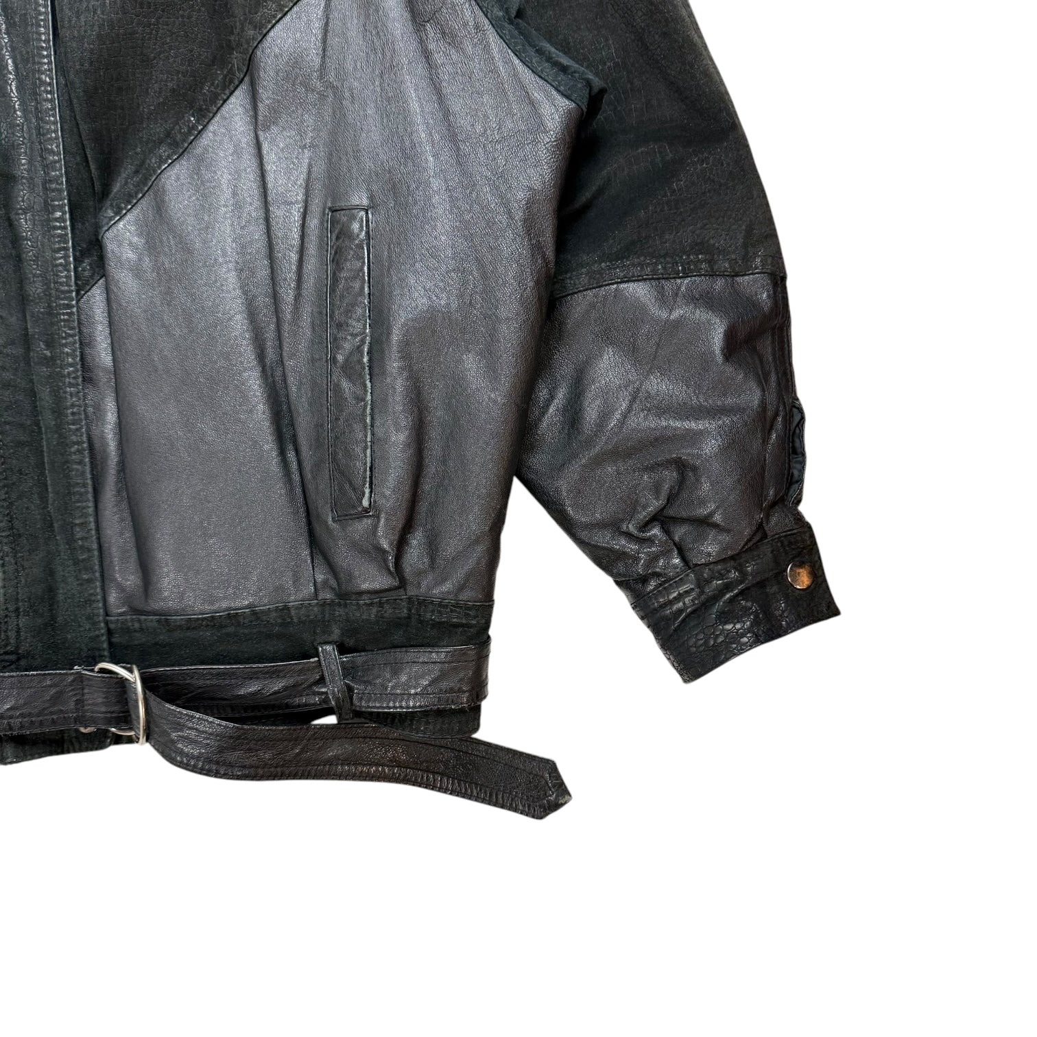 Vintage Caviar Suede Leather Bomber Jacket Black