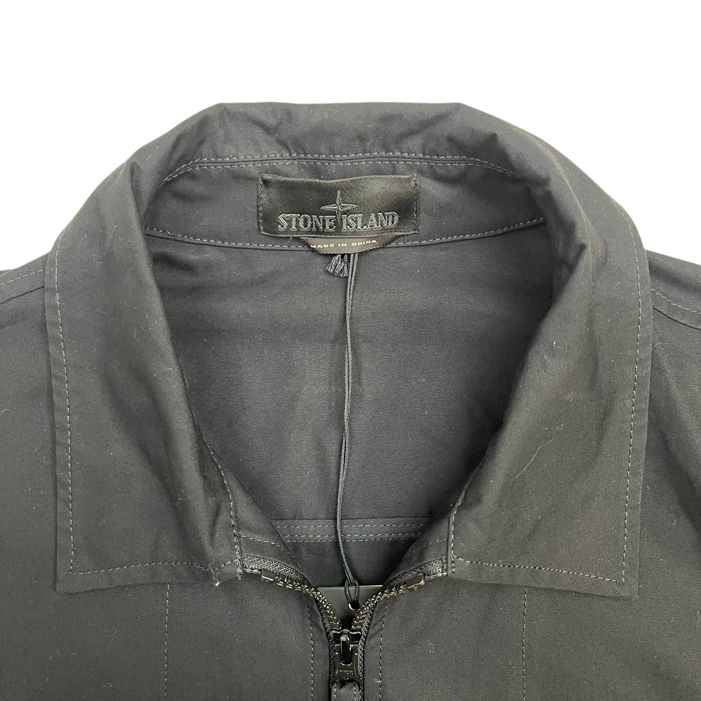 Stone Island Ghost Piece O-Ventile Zip Jacket Black