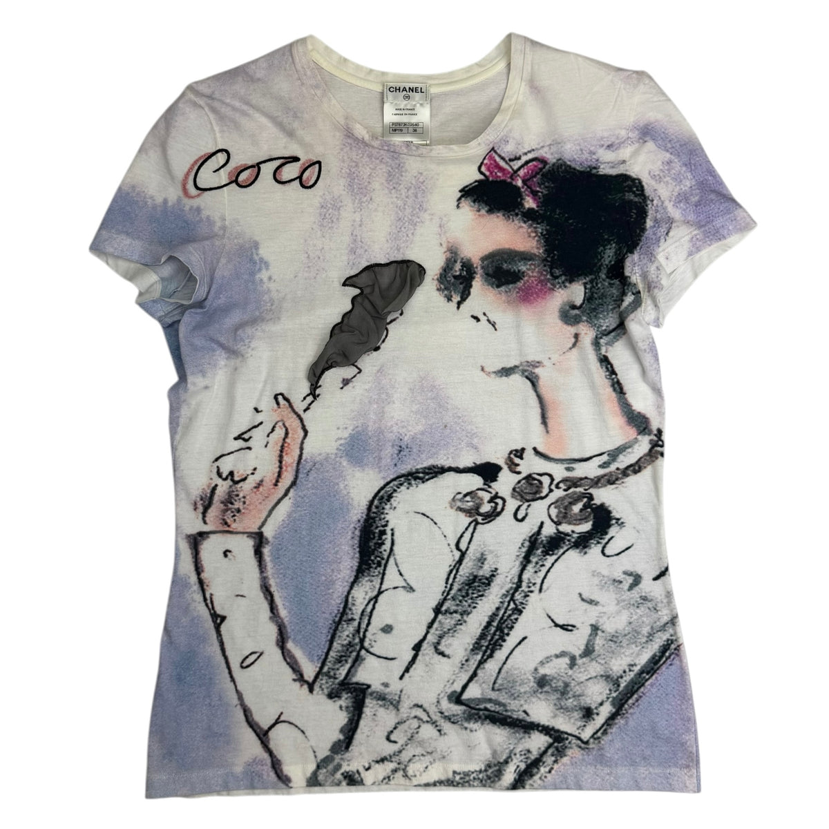 (W) Spring/Summer 2010 Chanel Mademoiselle Coco By Karl Lagerfeld Tee Purple/White